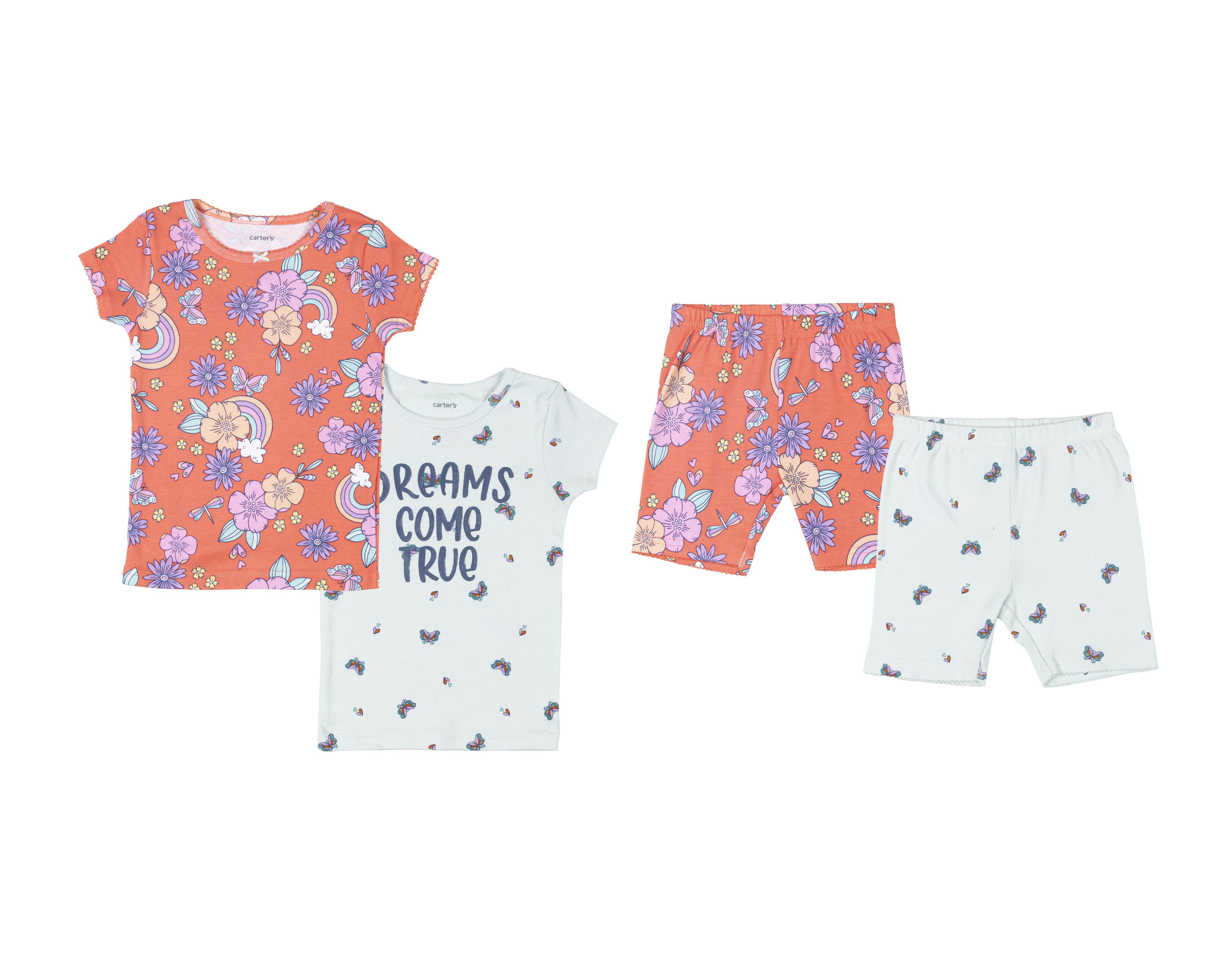 Pijama Carter's de Algodón para Bebé Niña 4 Piezas $279