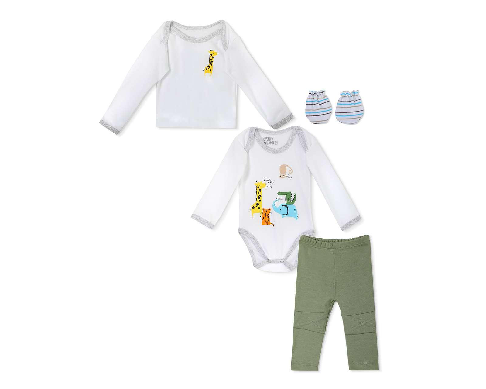 Pañalero, Playera y Pantalón Baby Colors 4 Piezas