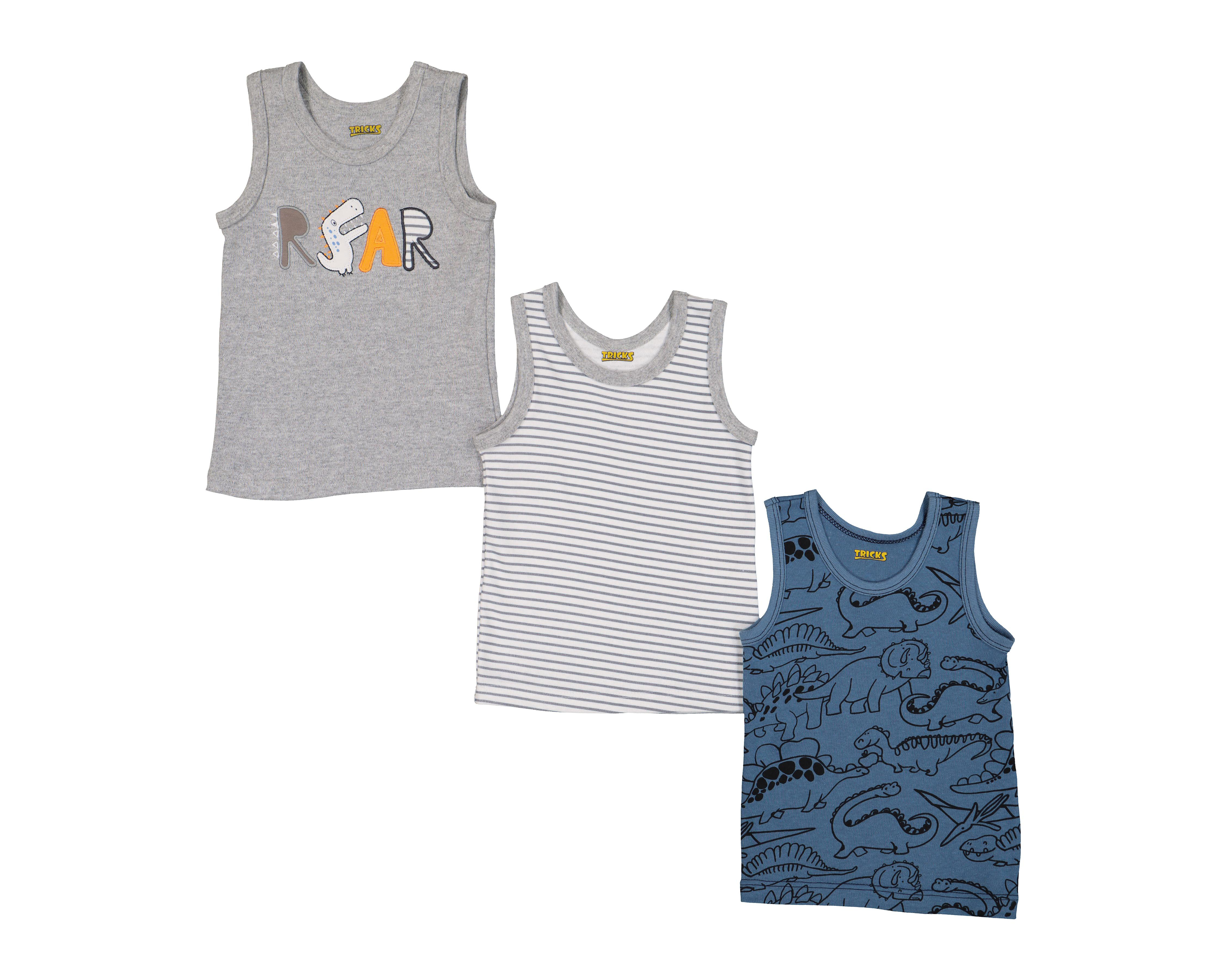Camisetas Tricks para Bebé Niño de Algodón 3 Piezas