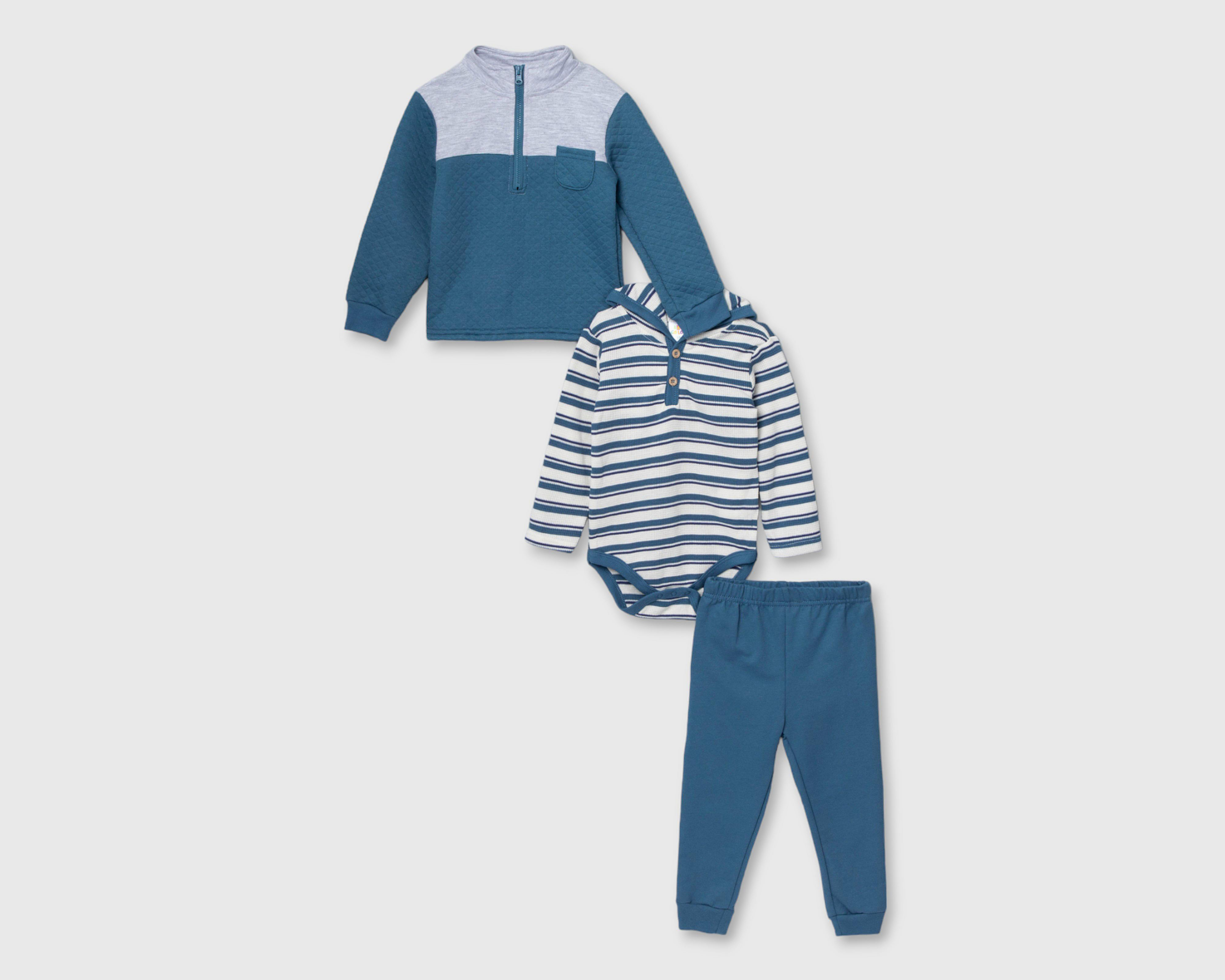 Pañalero y Pantalón Baby Colors con Sudadera para Bebé Niño