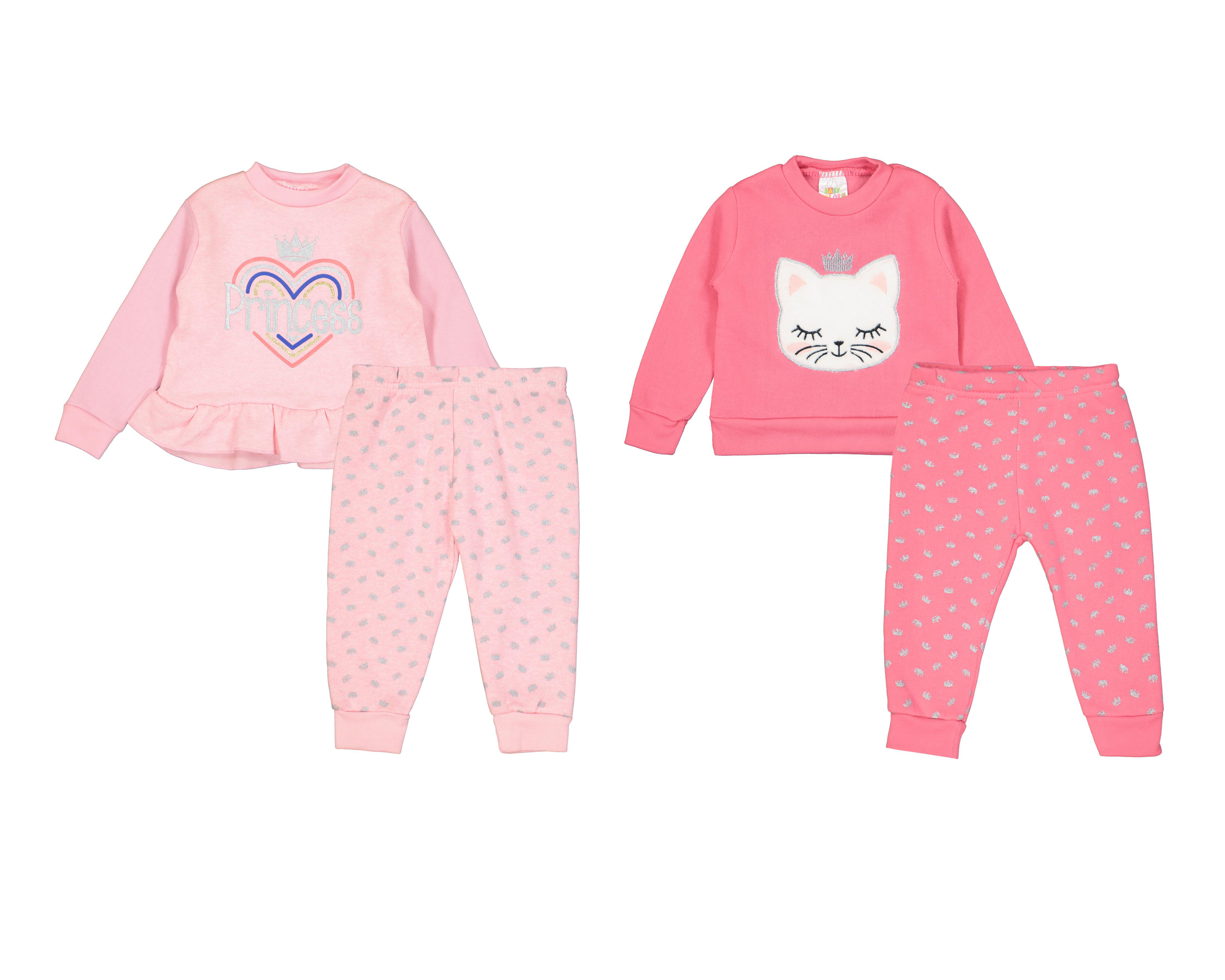 Sudadera y Pants Baby Colors para Bebé Niña 4 Piezas