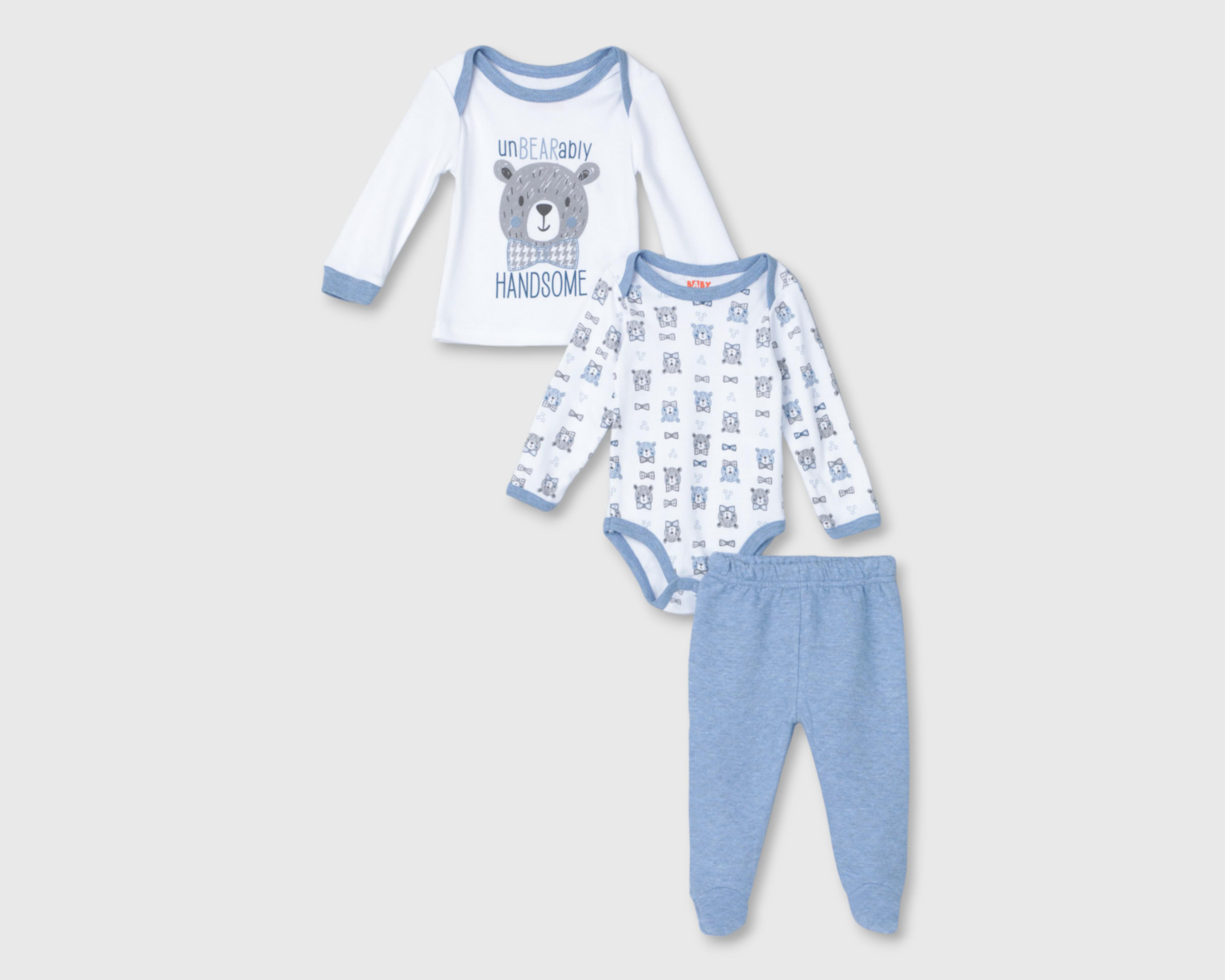 Pañalero y Playera Baby Colors con Pantalón para Bebé Niño