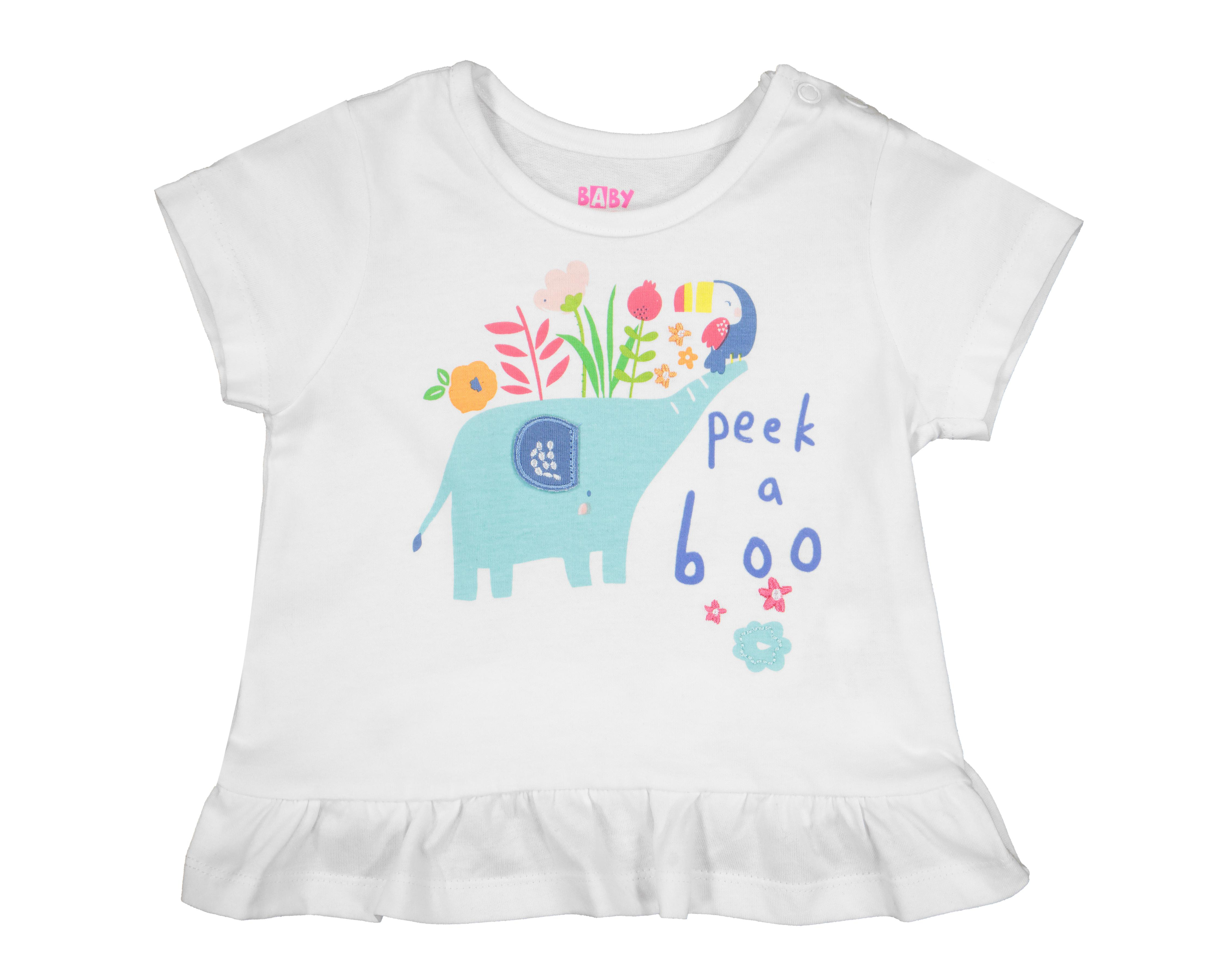 Foto 2 pulgar | Blusa para Bebé Niña Baby Colors de Algodón con Estampado de Elefante