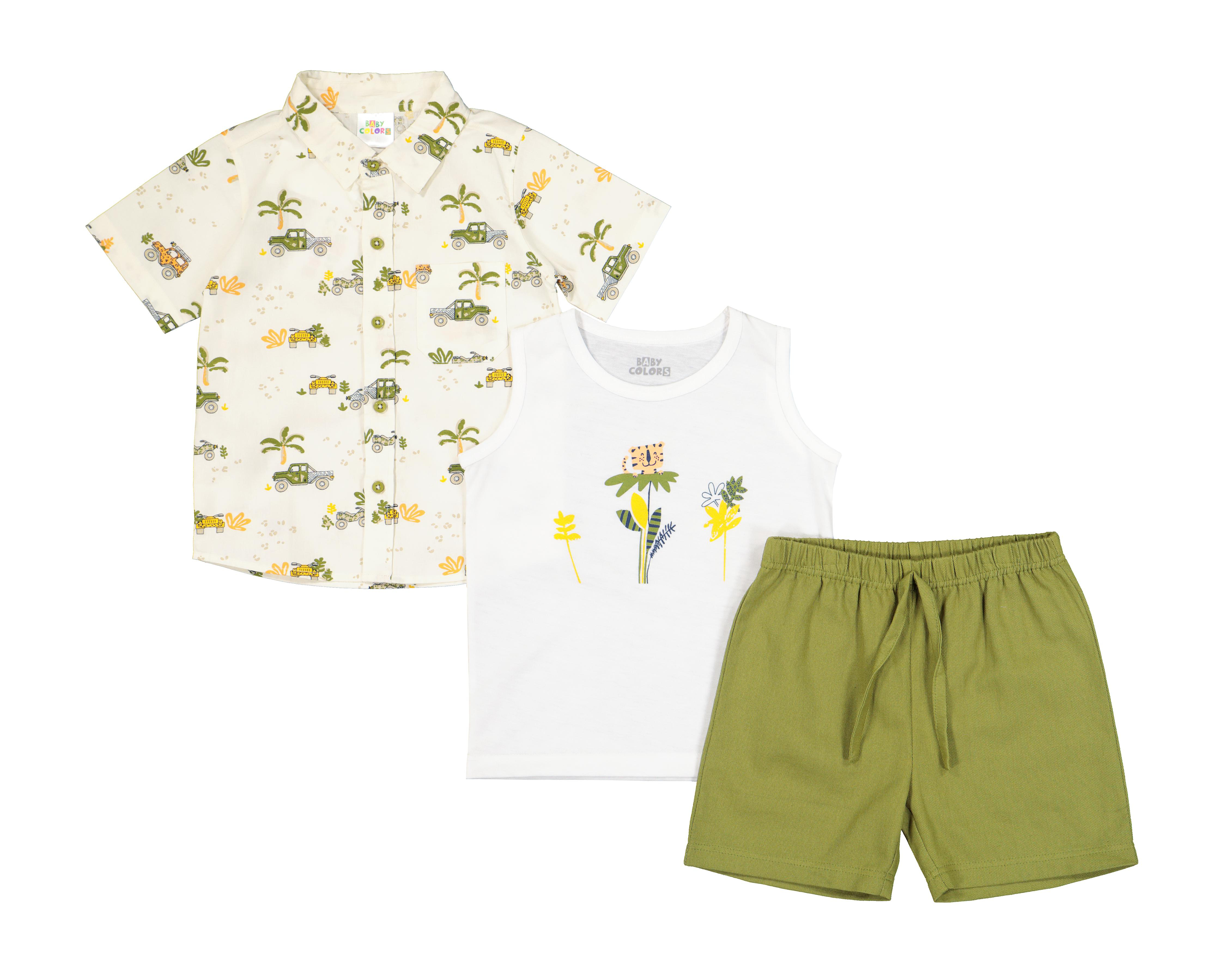 Camisa y Playera Baby Colors con Short para Bebé Niño