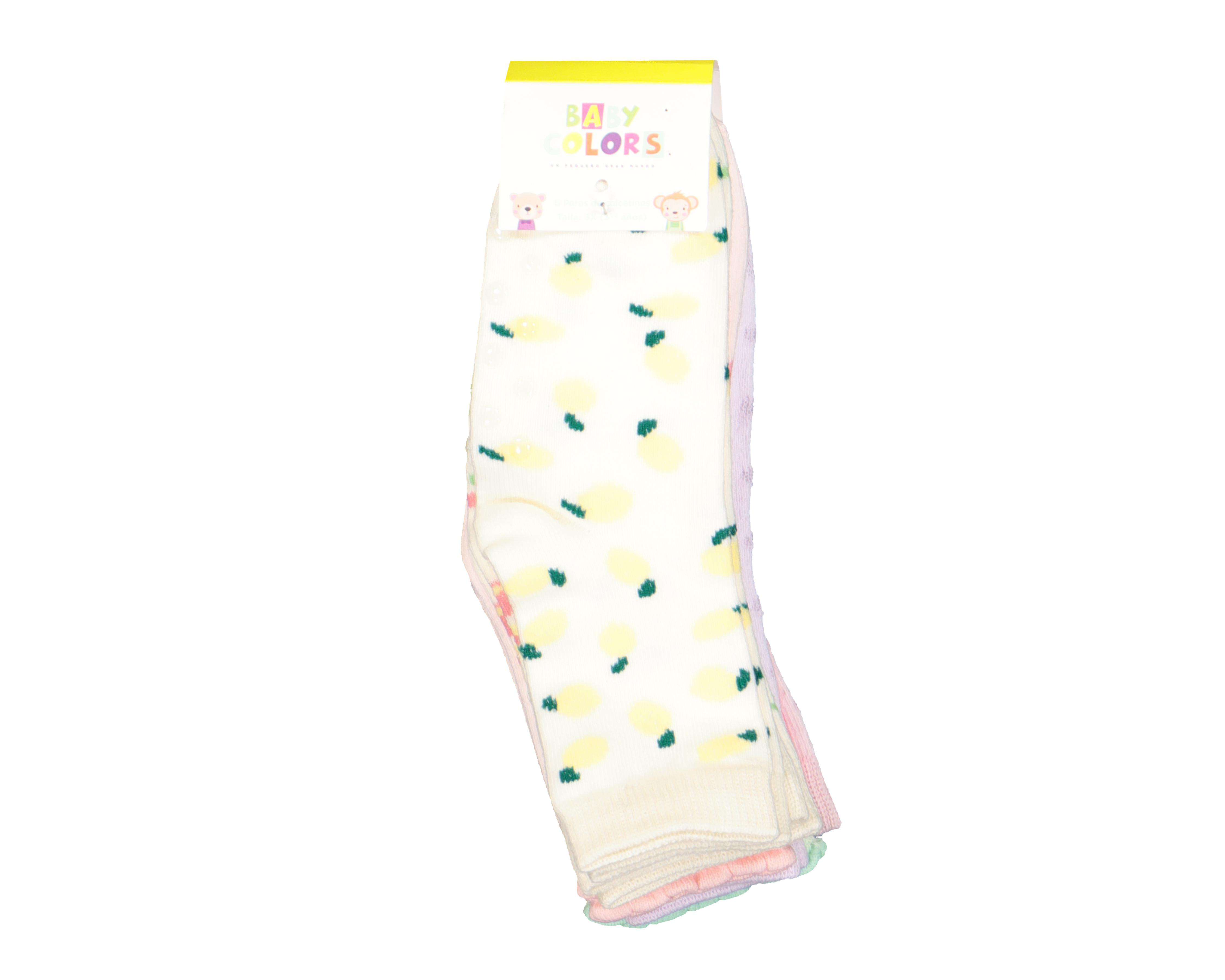 Foto 4 pulgar | Calcetas Baby Colors Antiderrapantes para Bebé Niña 6 Pares