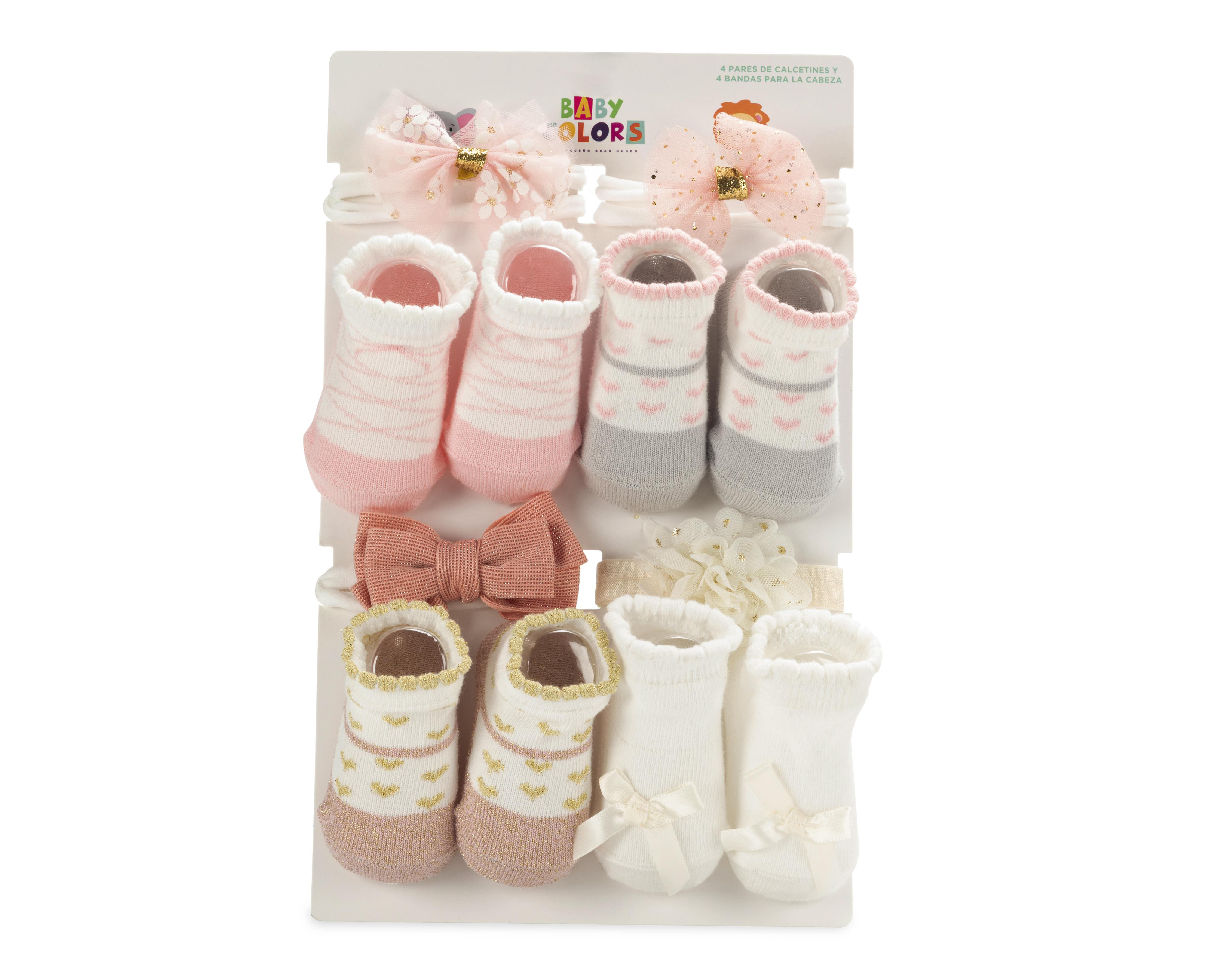 Tiara y Calcetas Baby Colors para Bebé Niña 8 Piezas