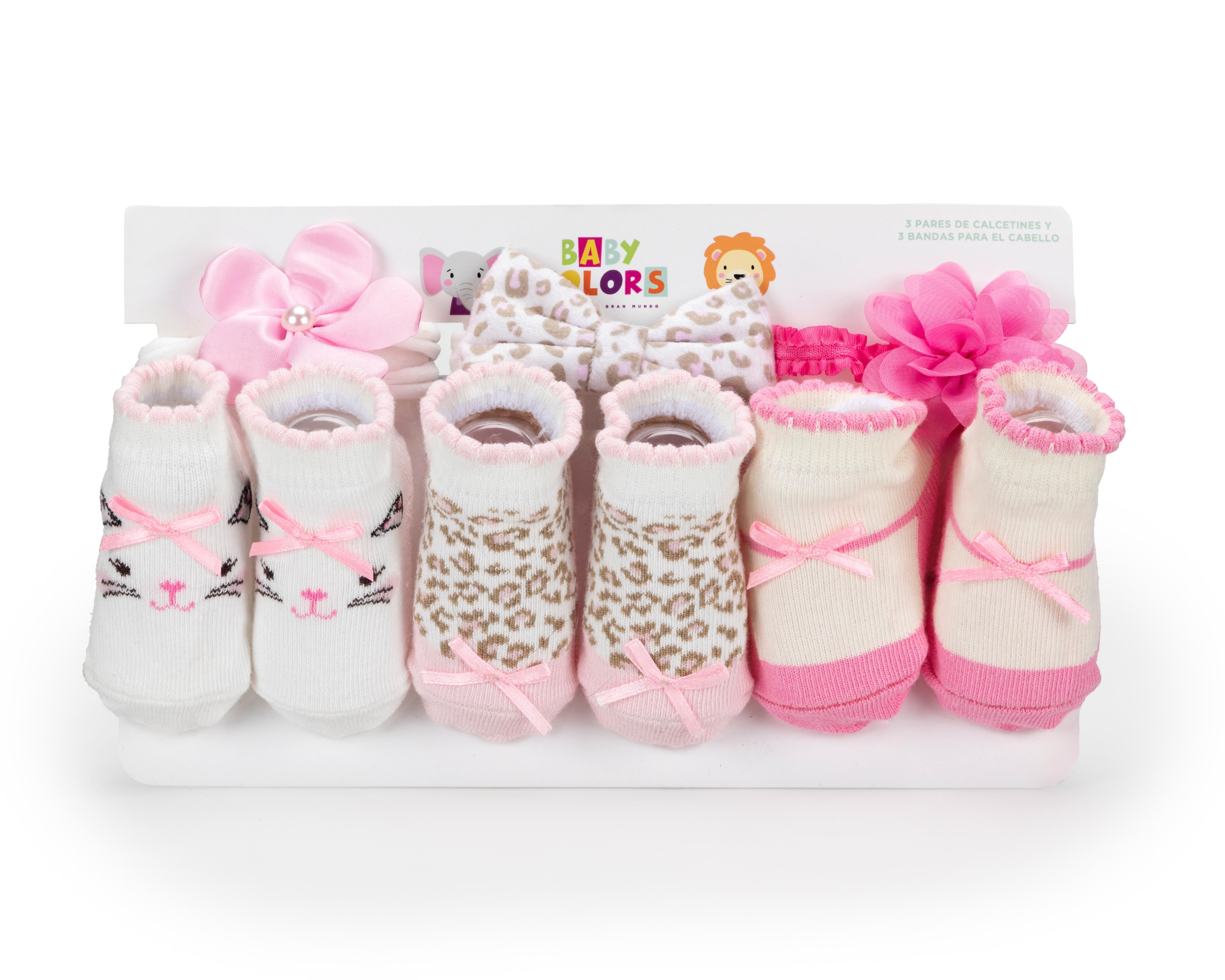 Calcetas Baby Colors con Tiara para Bebé Niña 3 Pares