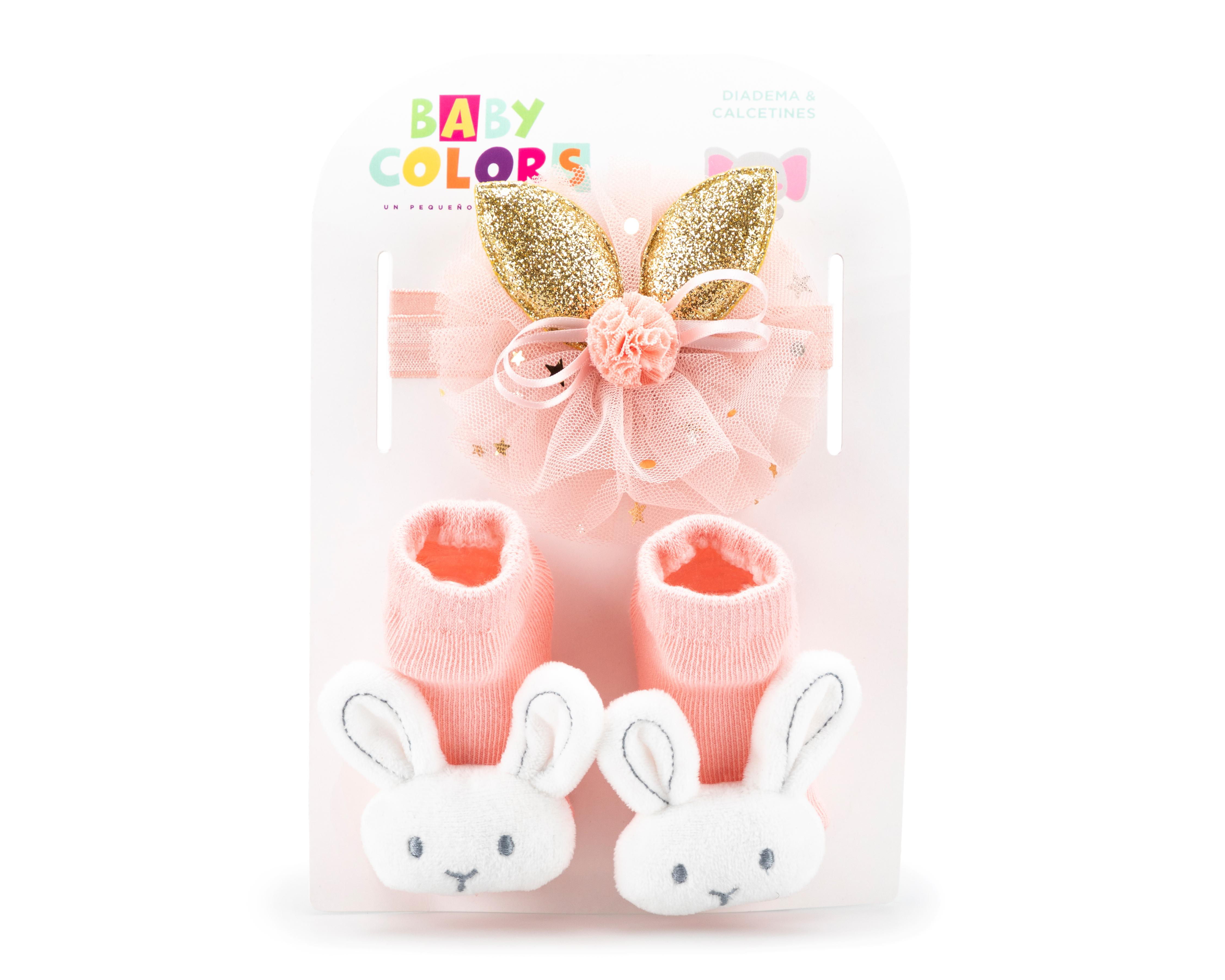 Diadema y Calcetas Baby Colors para Bebé Niña 2 Piezas