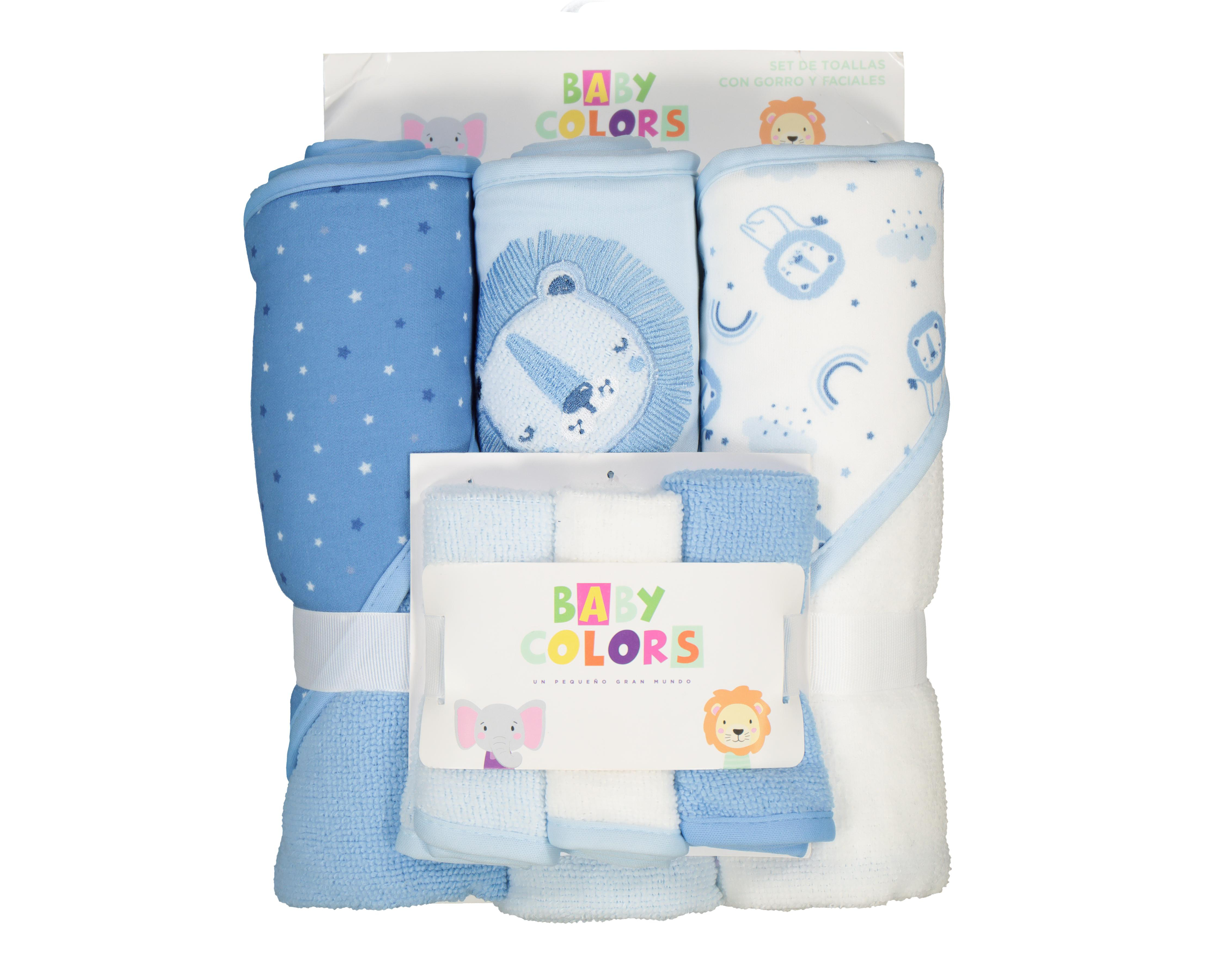 Foto 10 | Toallas con Gorro y Faciales Baby Colors para Bebé Niño 6 Piezas