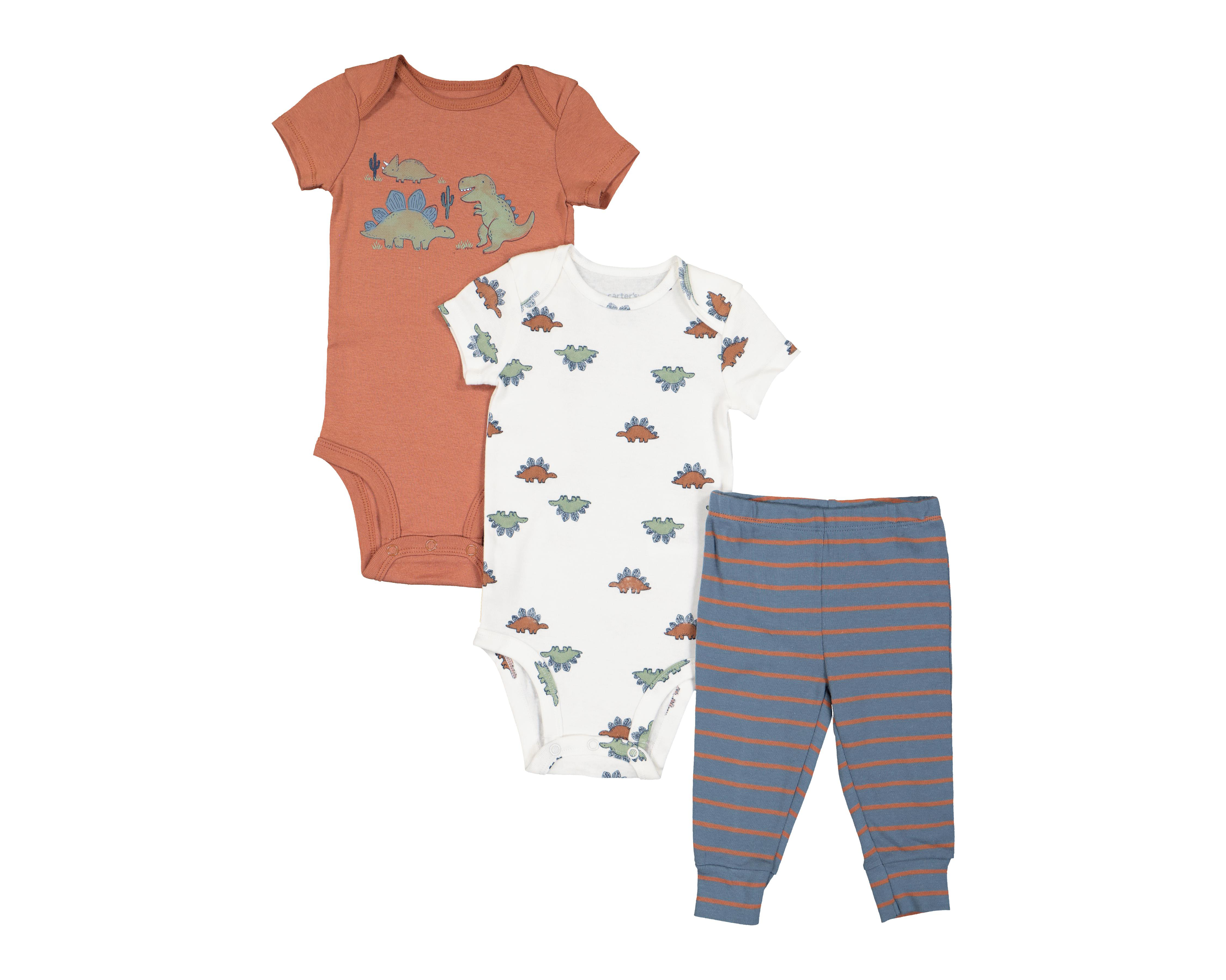 Pañalero y Pantalón Carter's de Algodón para Bebé Niño 3 Piezas $399