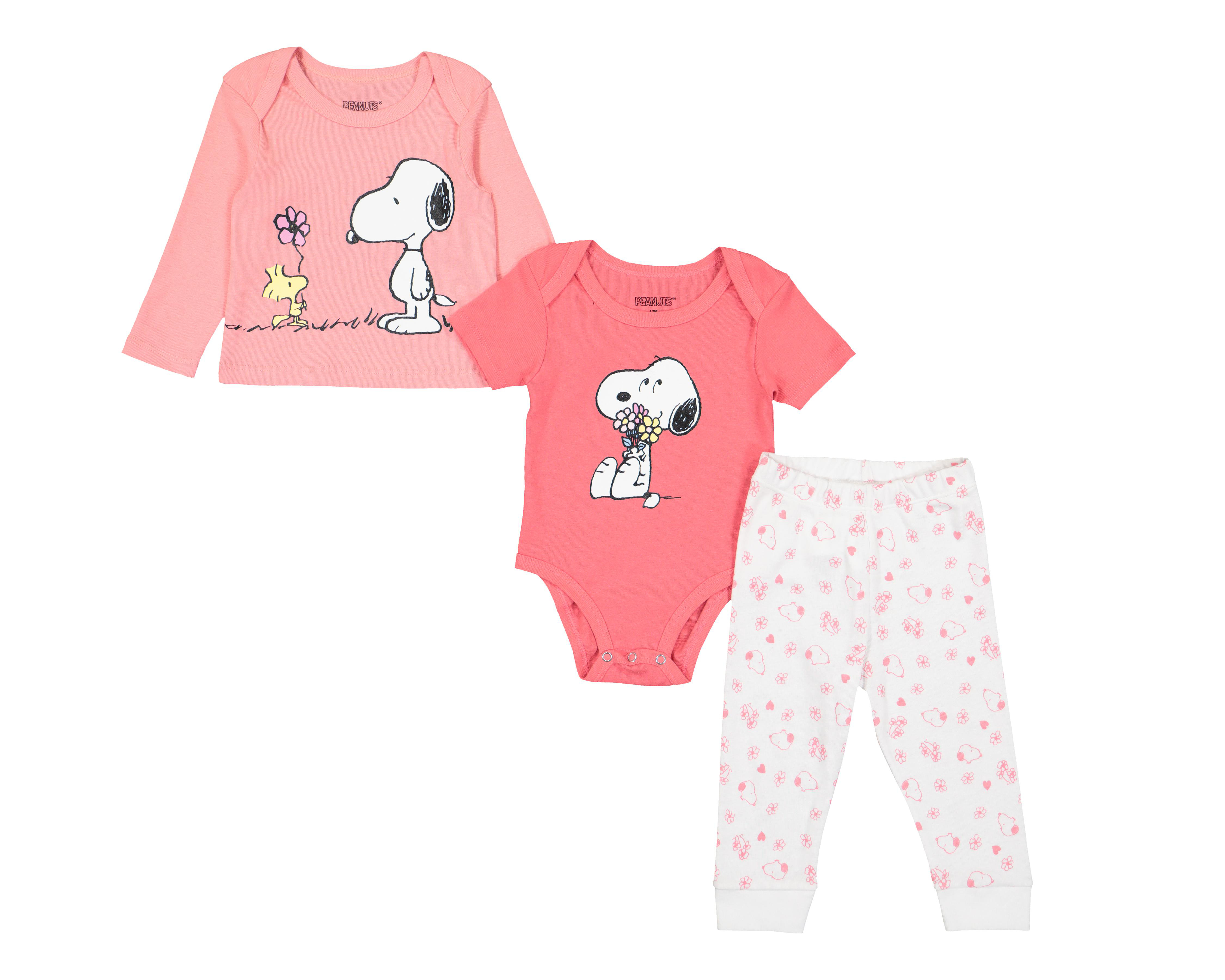 Playera y Pañalero Peanuts con Pantalón para Bebé Niña $199