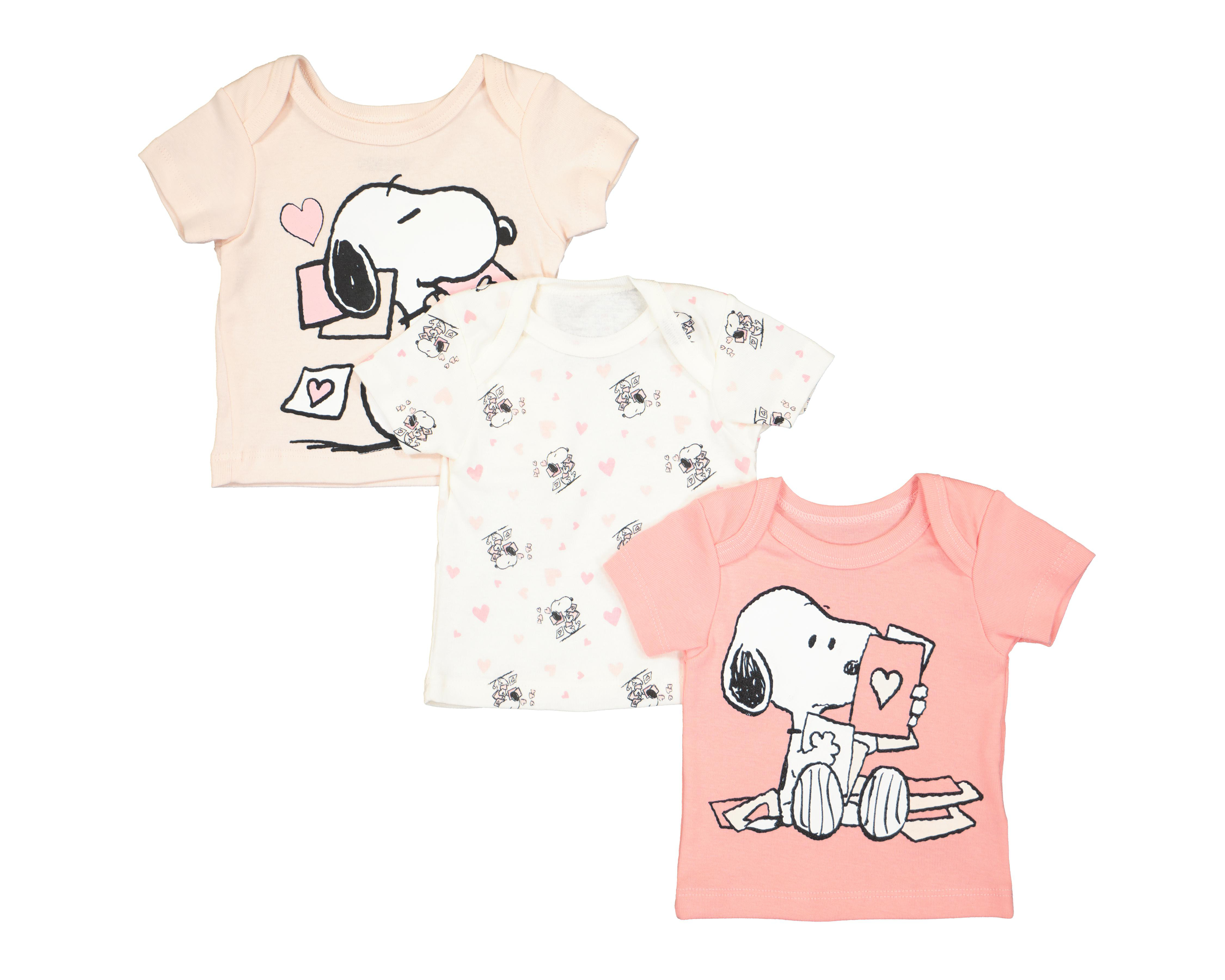 Playera Peanuts para Bebe Niña 3 Piezas