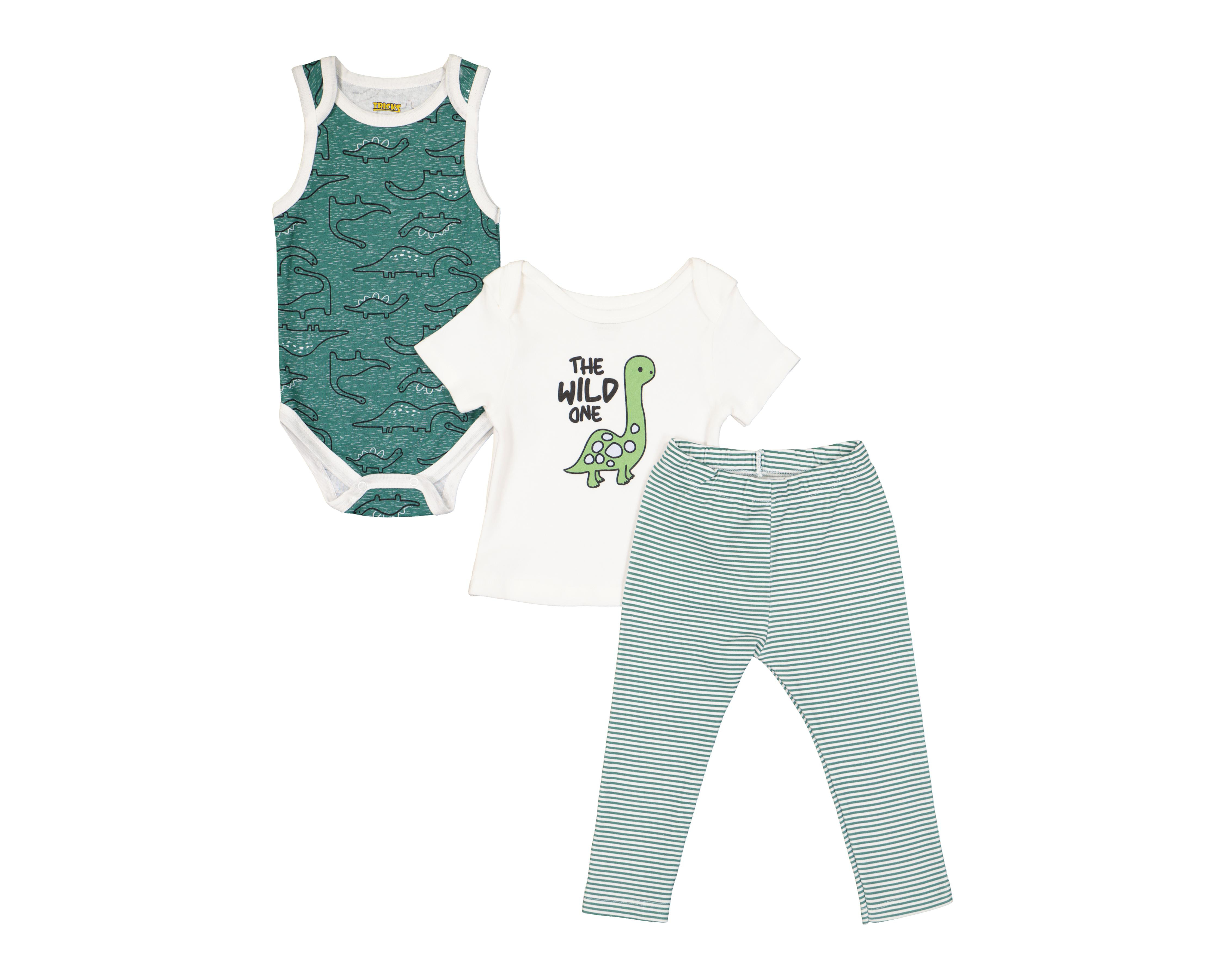 Conjunto para Bebé Niño Tricks Print Dinosaurios 3 Piezas