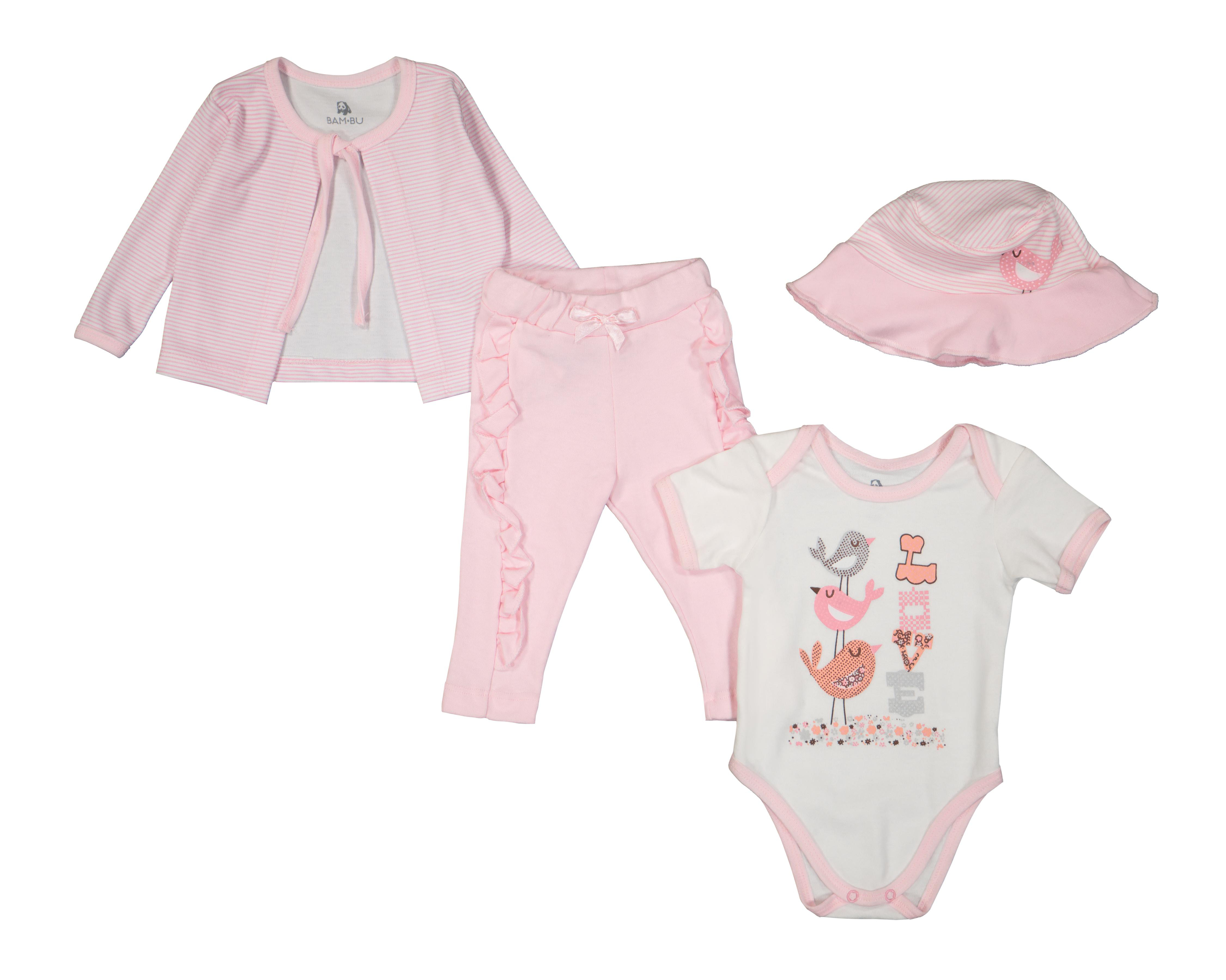 Conjunto Bam-Bú para Bebé Niña 4 Piezas