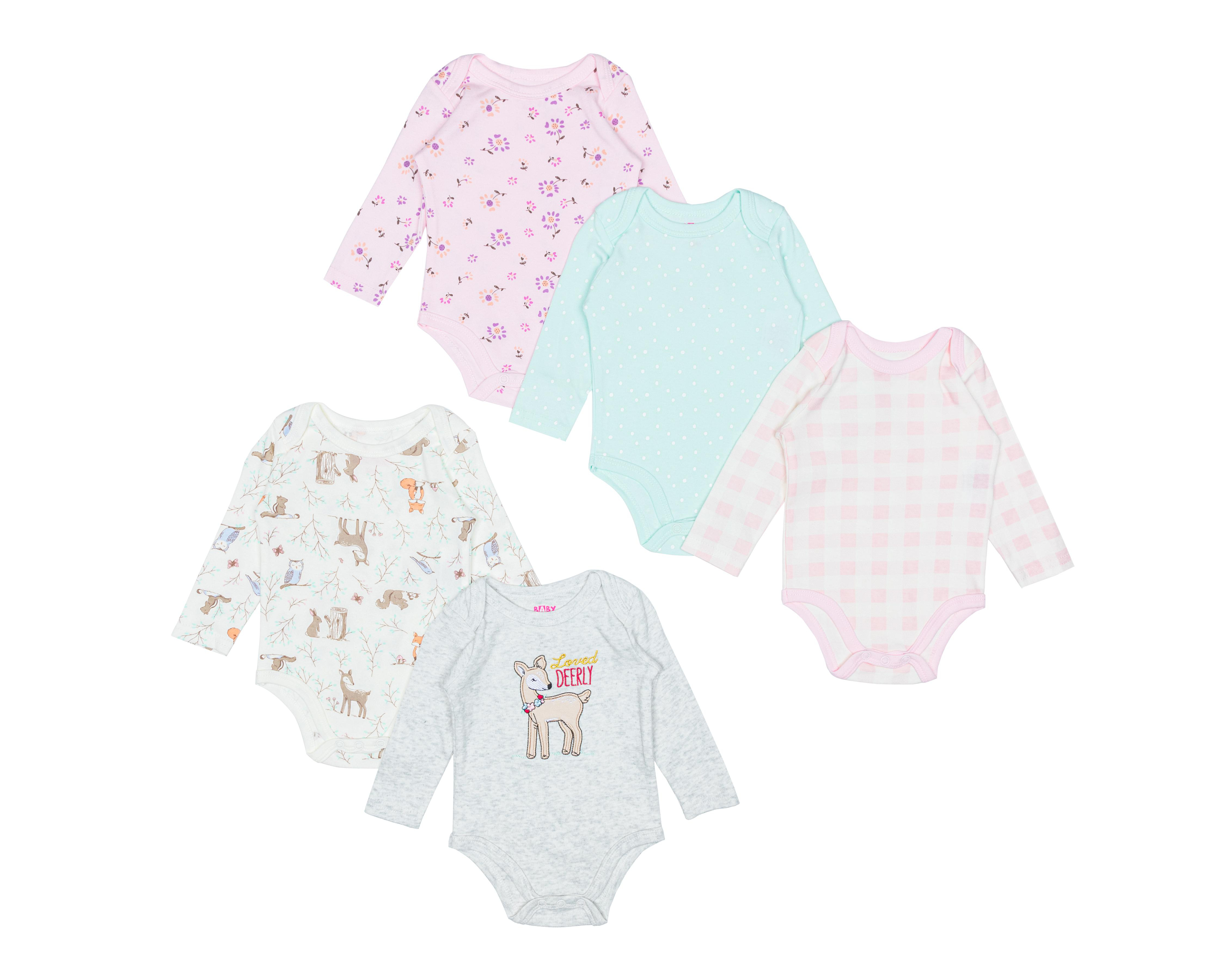 Foto 1 | Pañalero para Bebé Niña Baby Colors de Algodón Manga Larga 5 Piezas