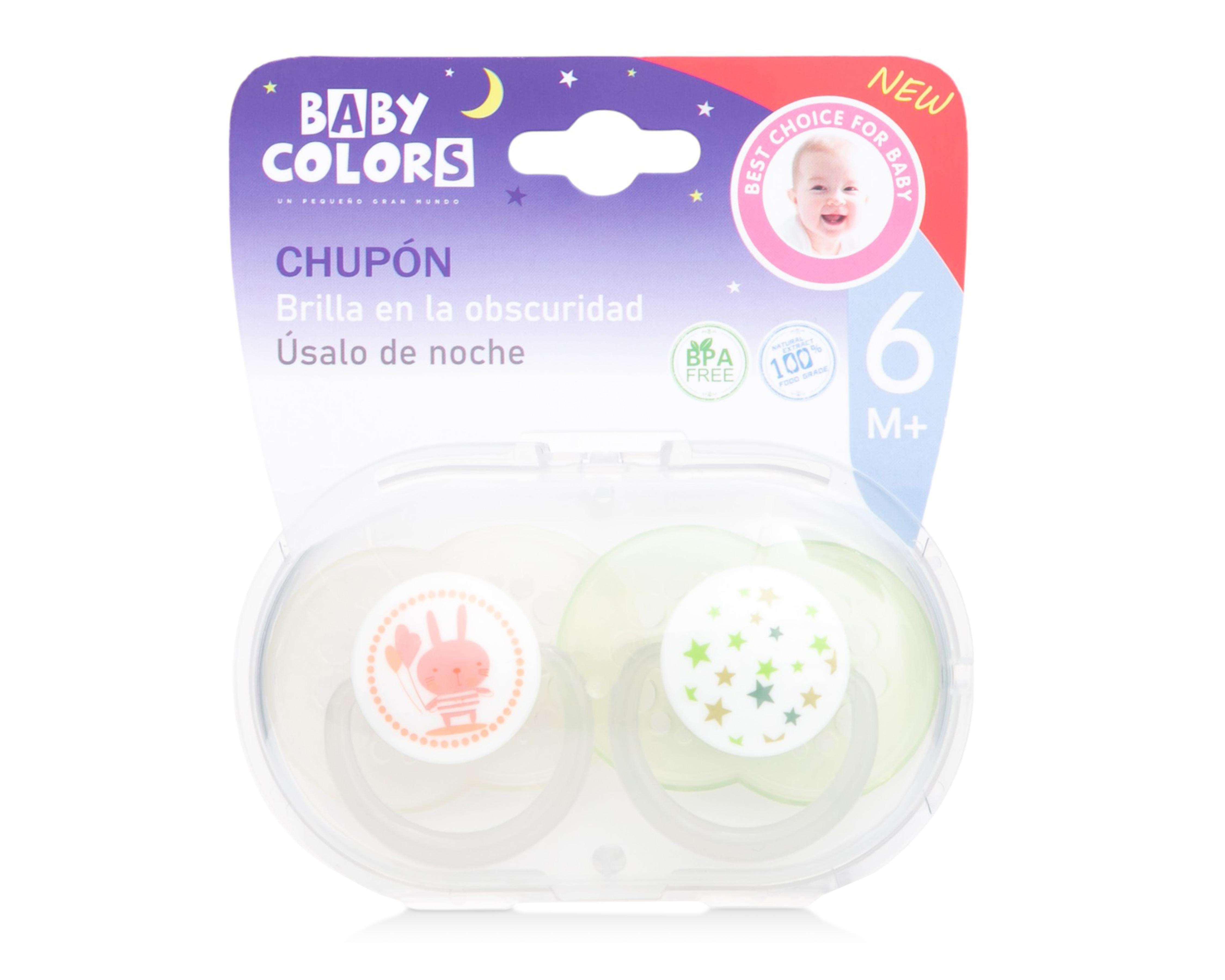 Foto 1 | Chupón Baby Colors Brilla en la Oscuridad 2 Piezas