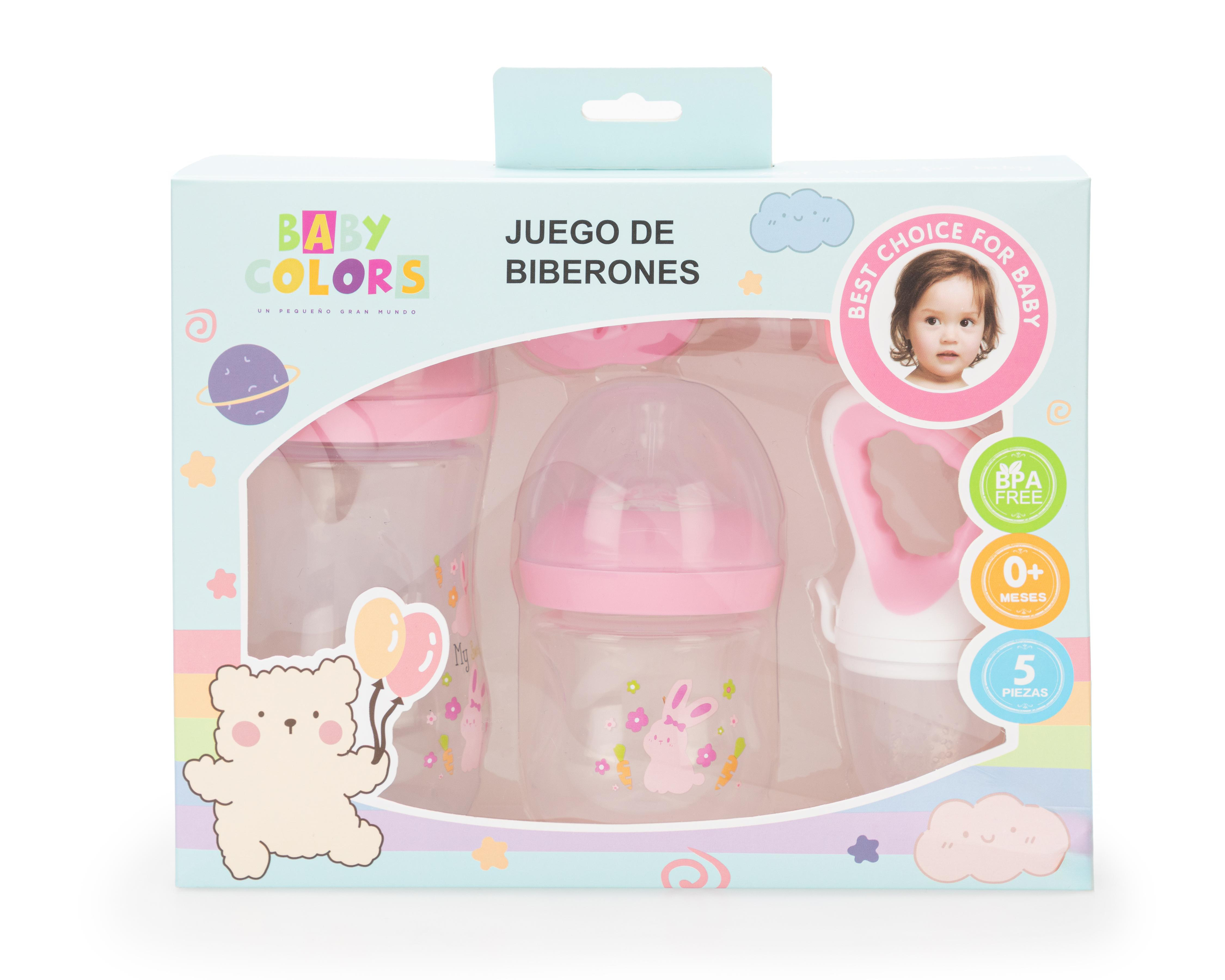 Biberón Baby Colors Rosa 5 Piezas