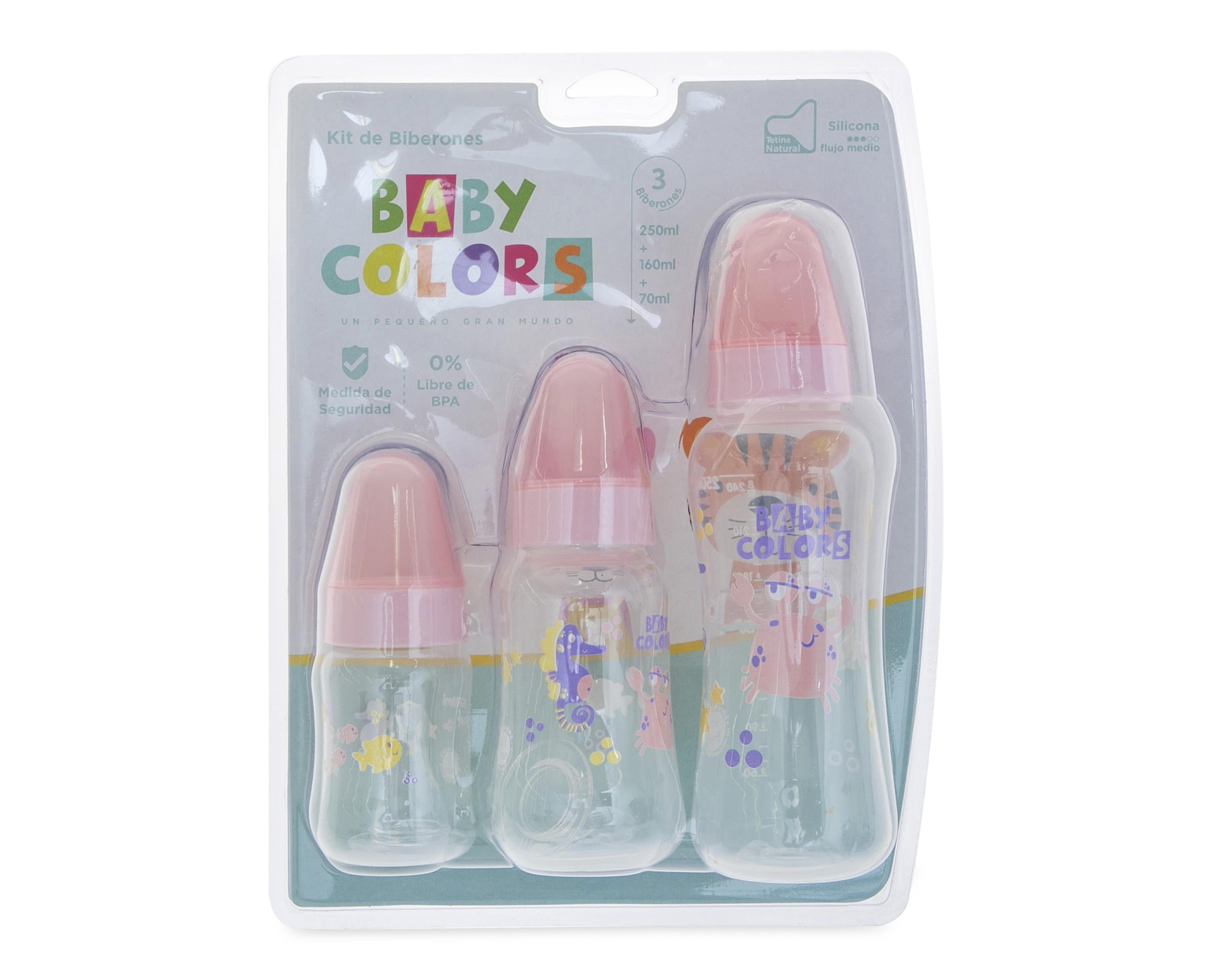 Biberón Baby Colors Libre de BPA 3 Piezas