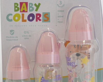Foto 3 | Biberón Baby Colors Libre de BPA 3 Piezas