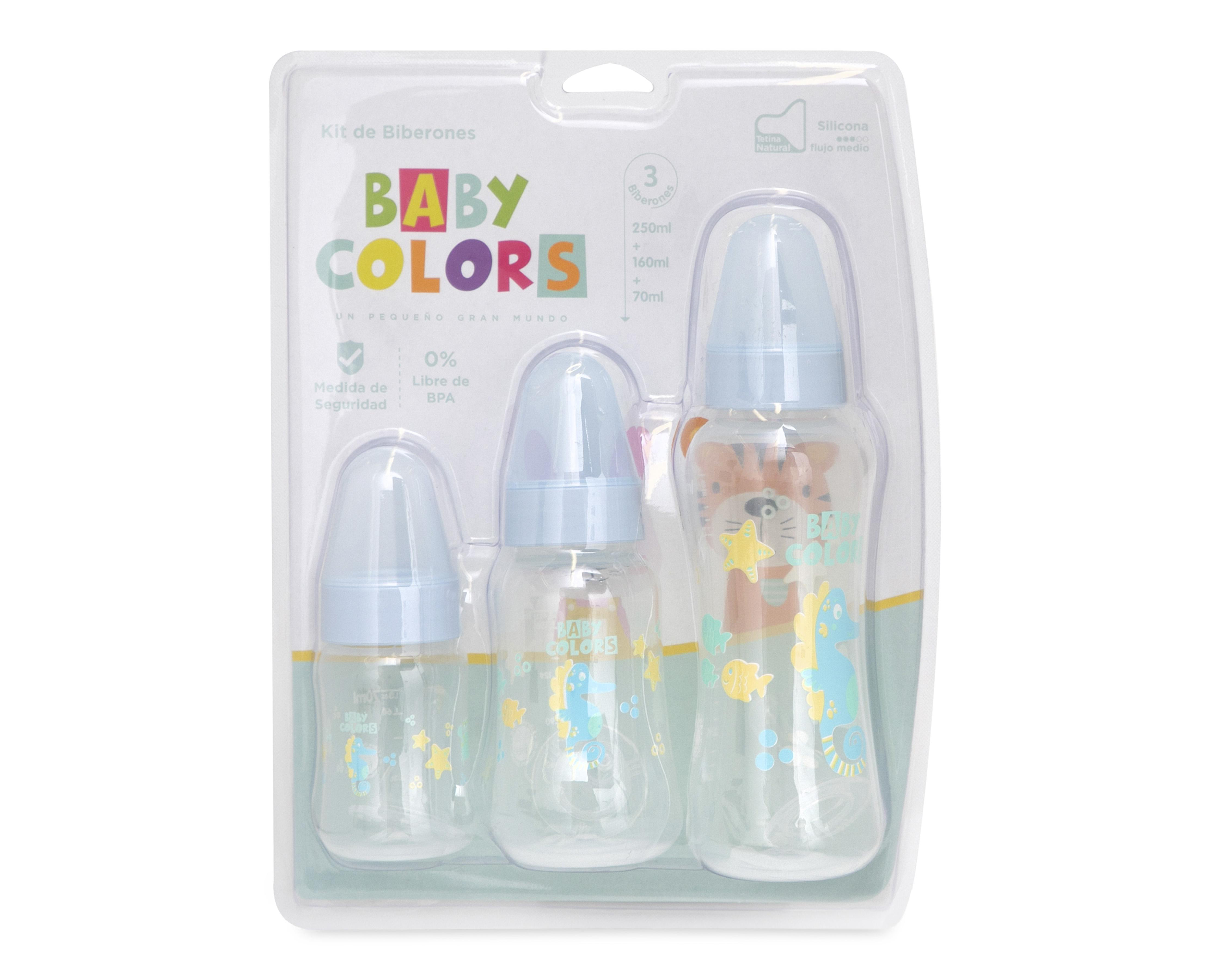 Biberón Baby Colors Libre de BPA 3 Piezas