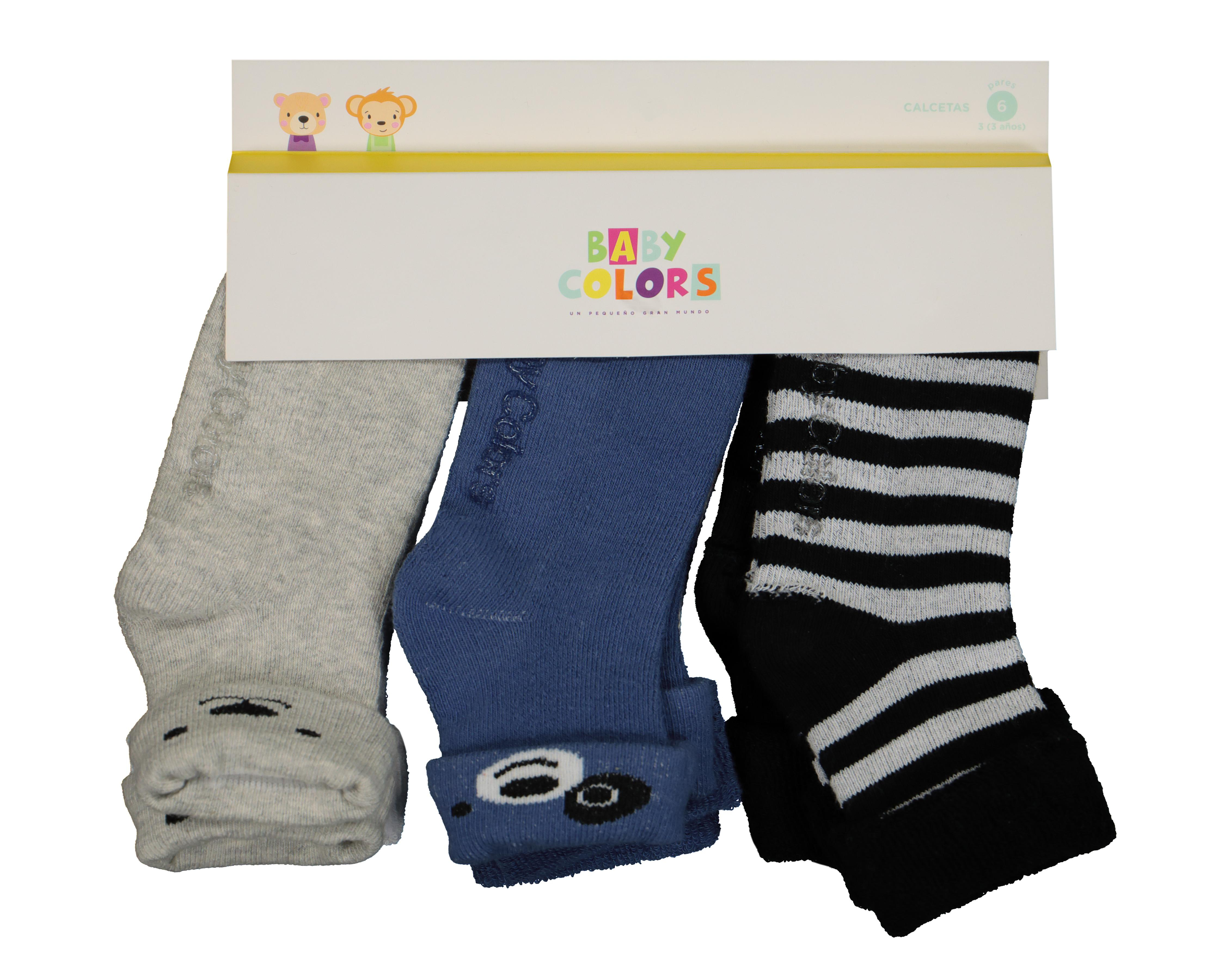 Foto 4 pulgar | Calcetas Baby Colors para Bebé Niño 6 Pares