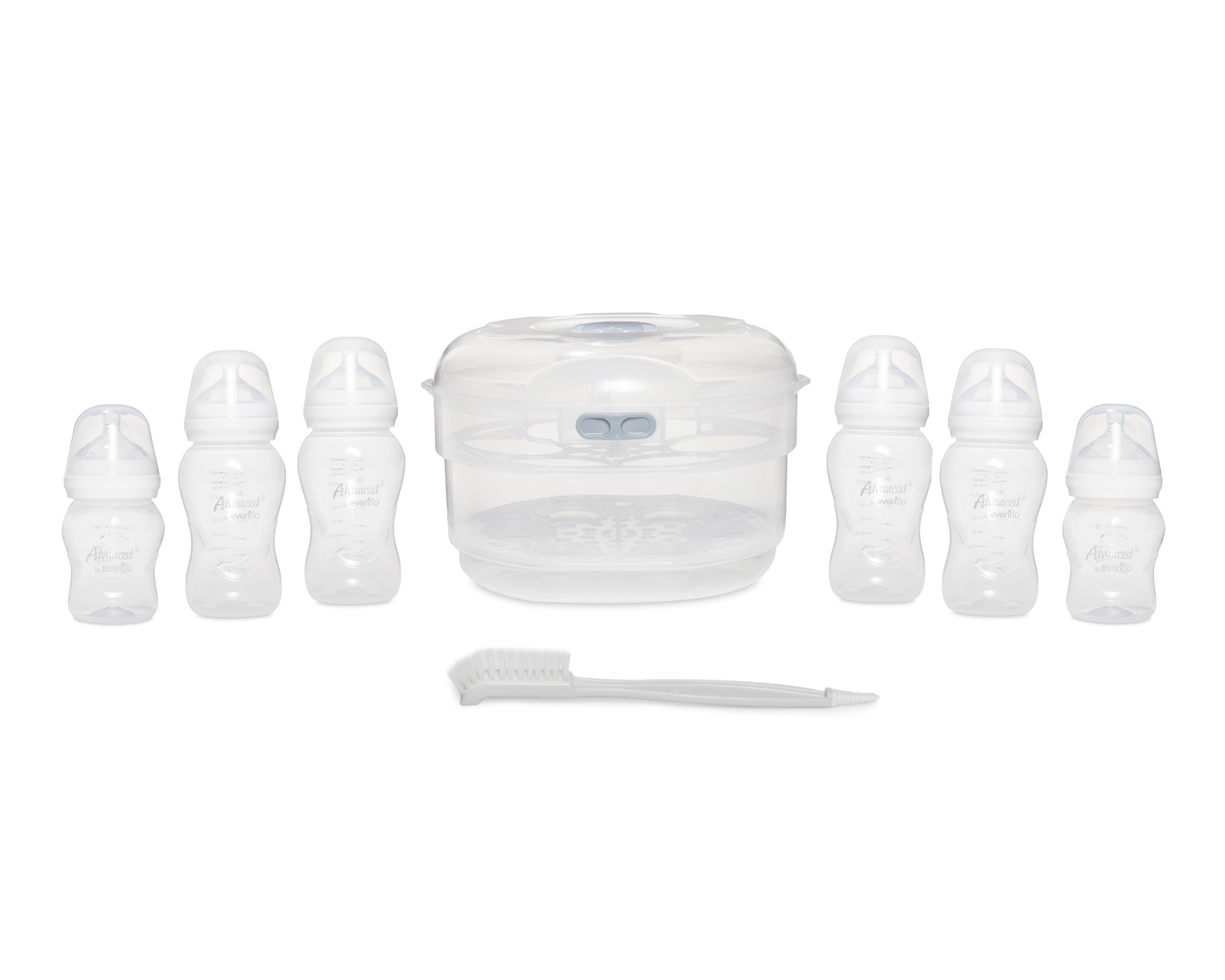 Set de Biberones, Esterilizador y Escobillón Evenflo Advanced 8 Piezas