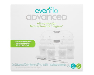 Foto 7 | Set de Biberones, Esterilizador y Escobillón Evenflo Advanced 8 Piezas