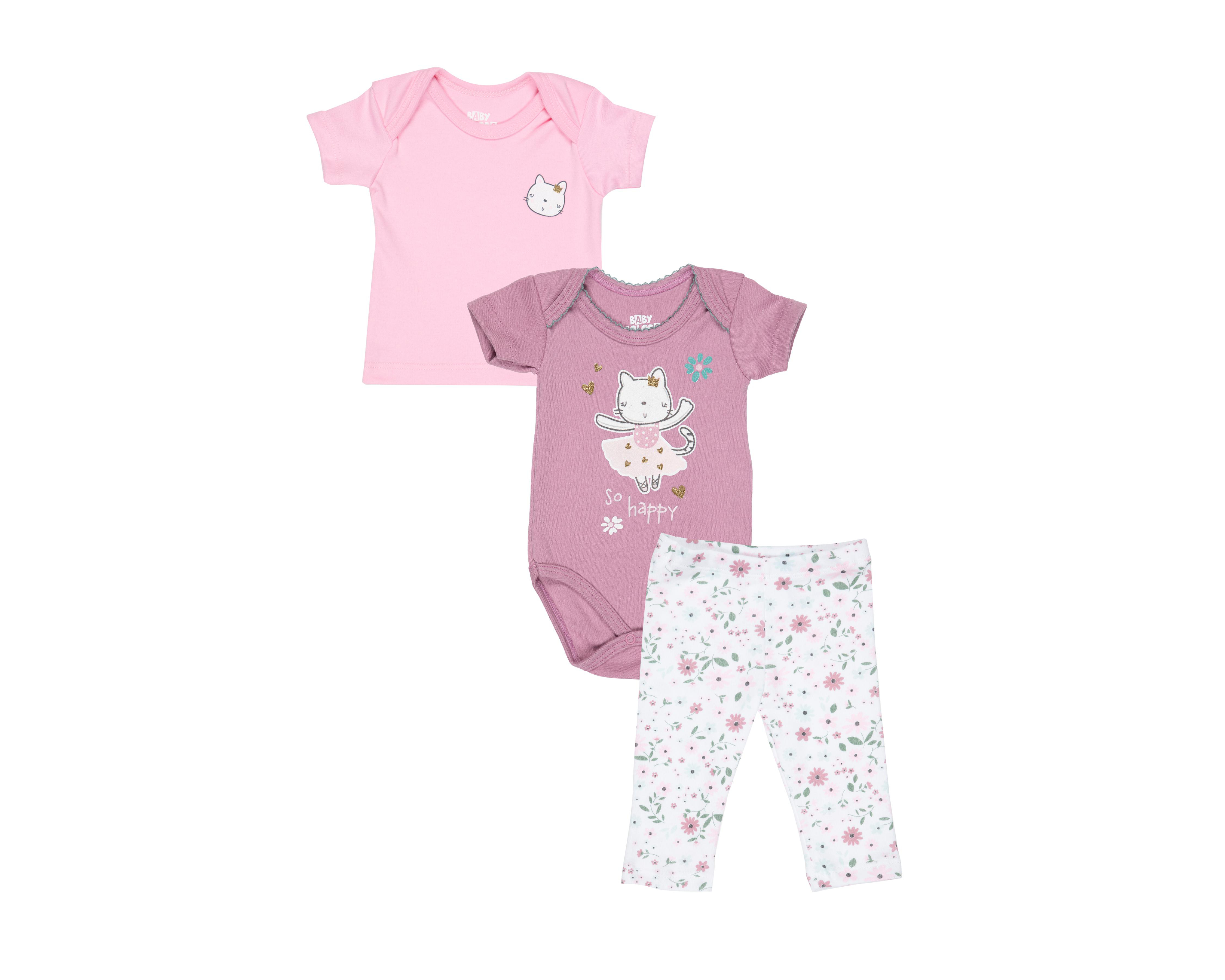 Conjunto para Bebé Niña Baby Colors Estampado 3 Piezas