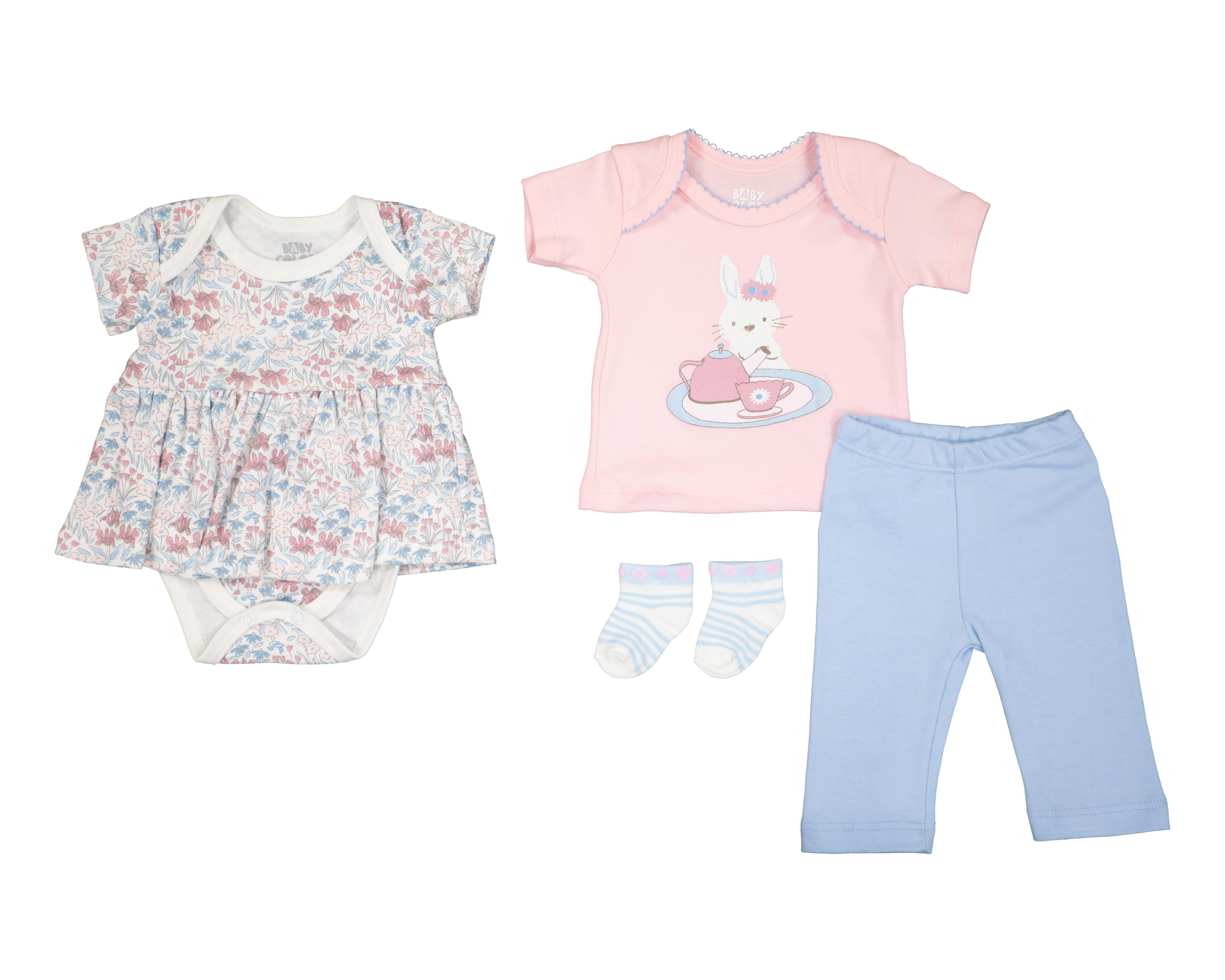 Foto 1 | Conjunto para Bebé Niña Baby Colors Estampado 4 Piezas