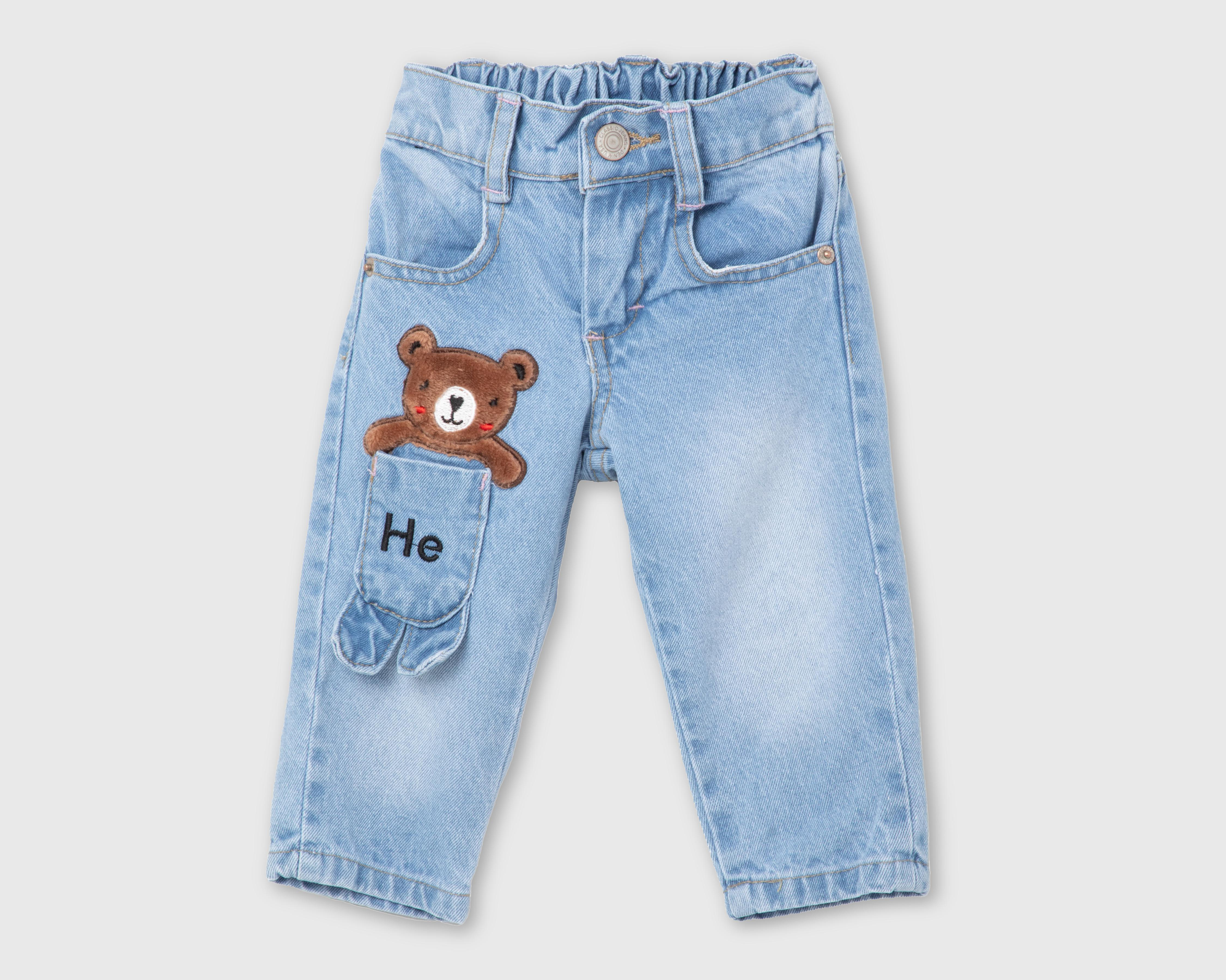 Pantalón para Bebé Baby Color con Bordado de Oso