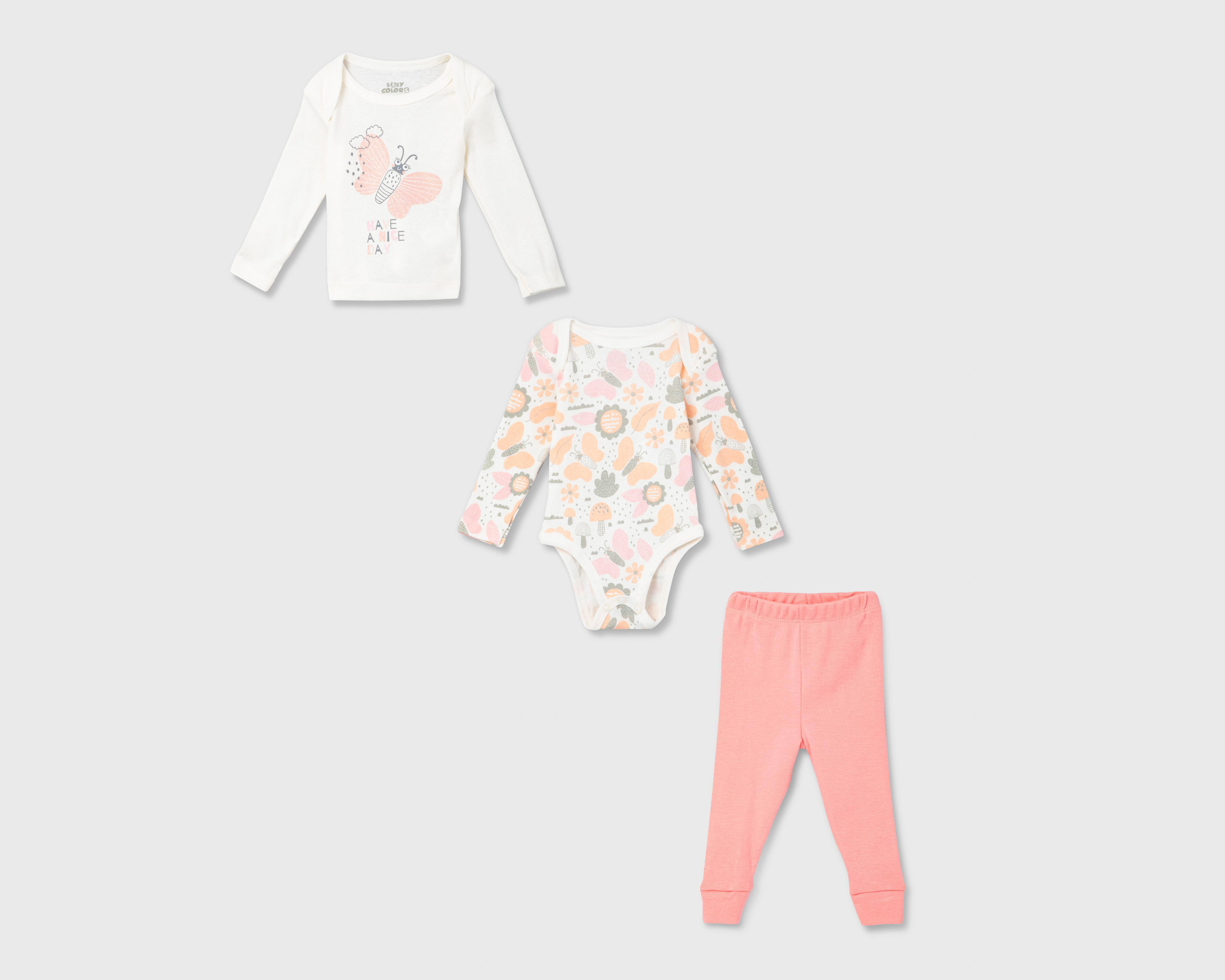 Conjunto para Bebé Niña Baby Colors de Algodón 3 Piezas