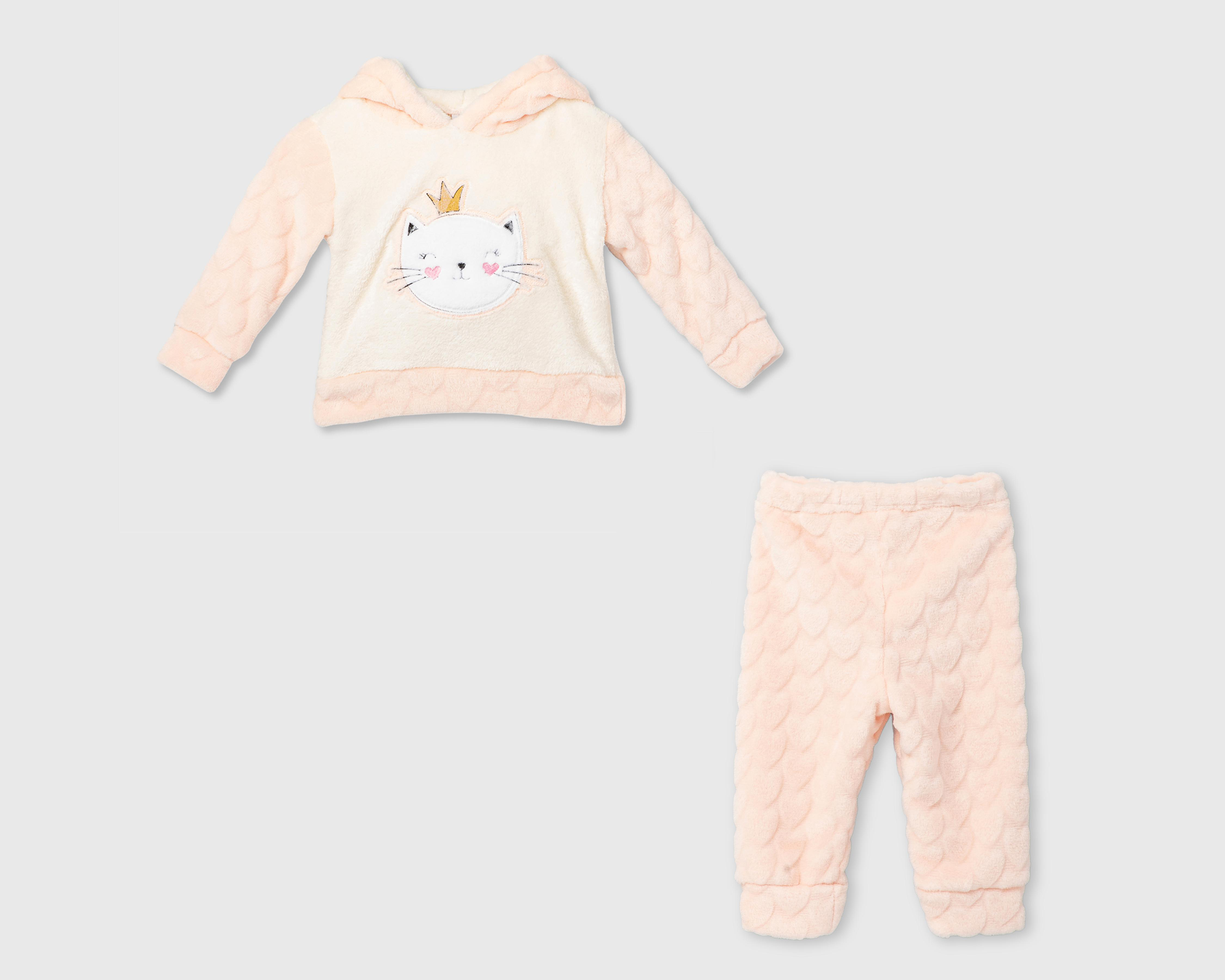 Conjunto de Bebé Baby Colors Bordado de Gatita 2 Piezas