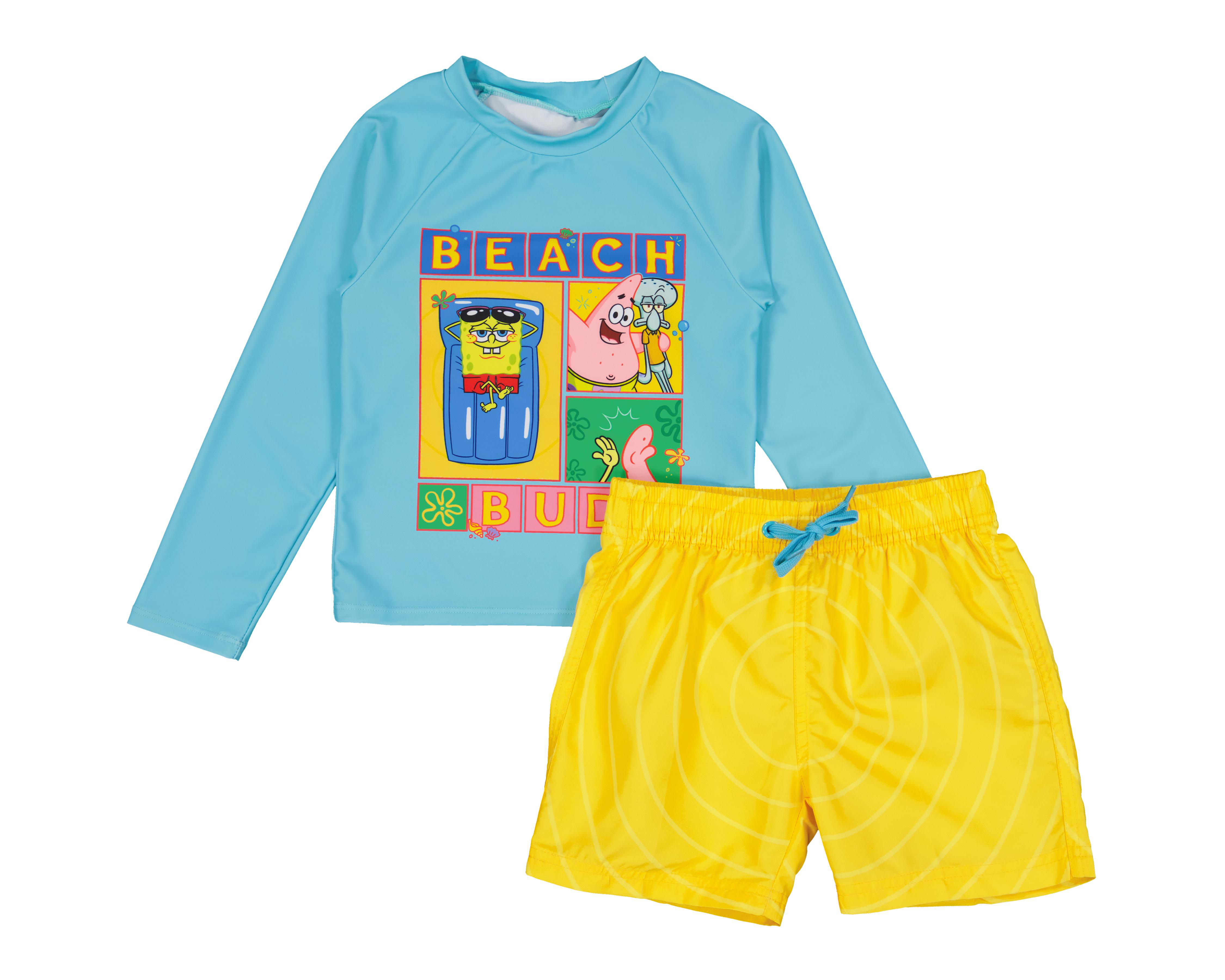 Foto 2 pulgar | Traje de Baño Bob Esponja Estampado para Niño 2 Piezas