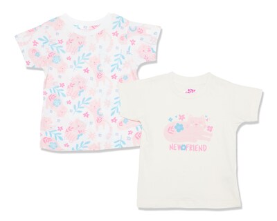 Foto 1 | Playera para Bebé Niña Baby Colors de Algodón Manga Corta 2 Piezas