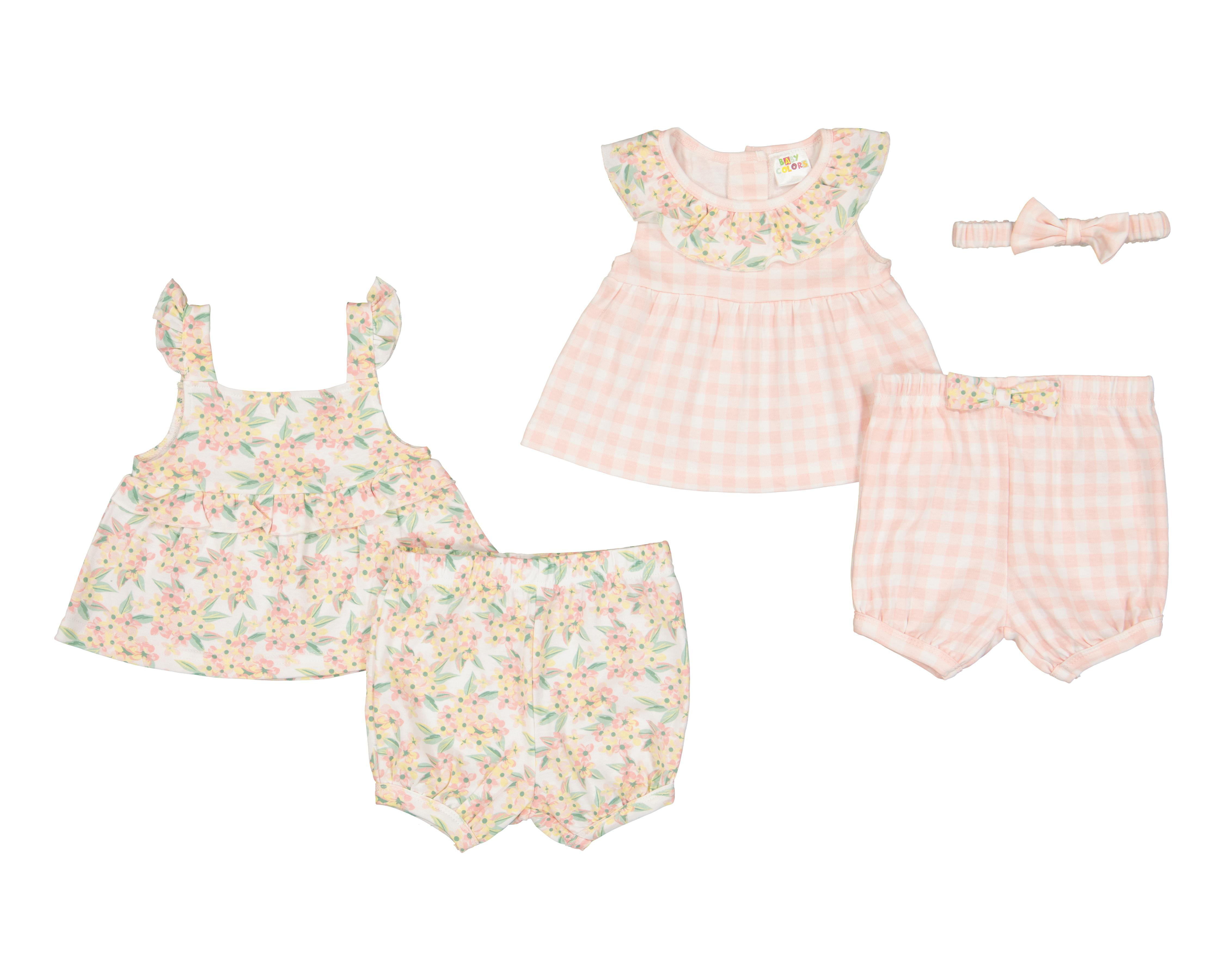 Foto 1 | Conjunto para Bebé Niña Baby Colors Estampado 4 Piezas