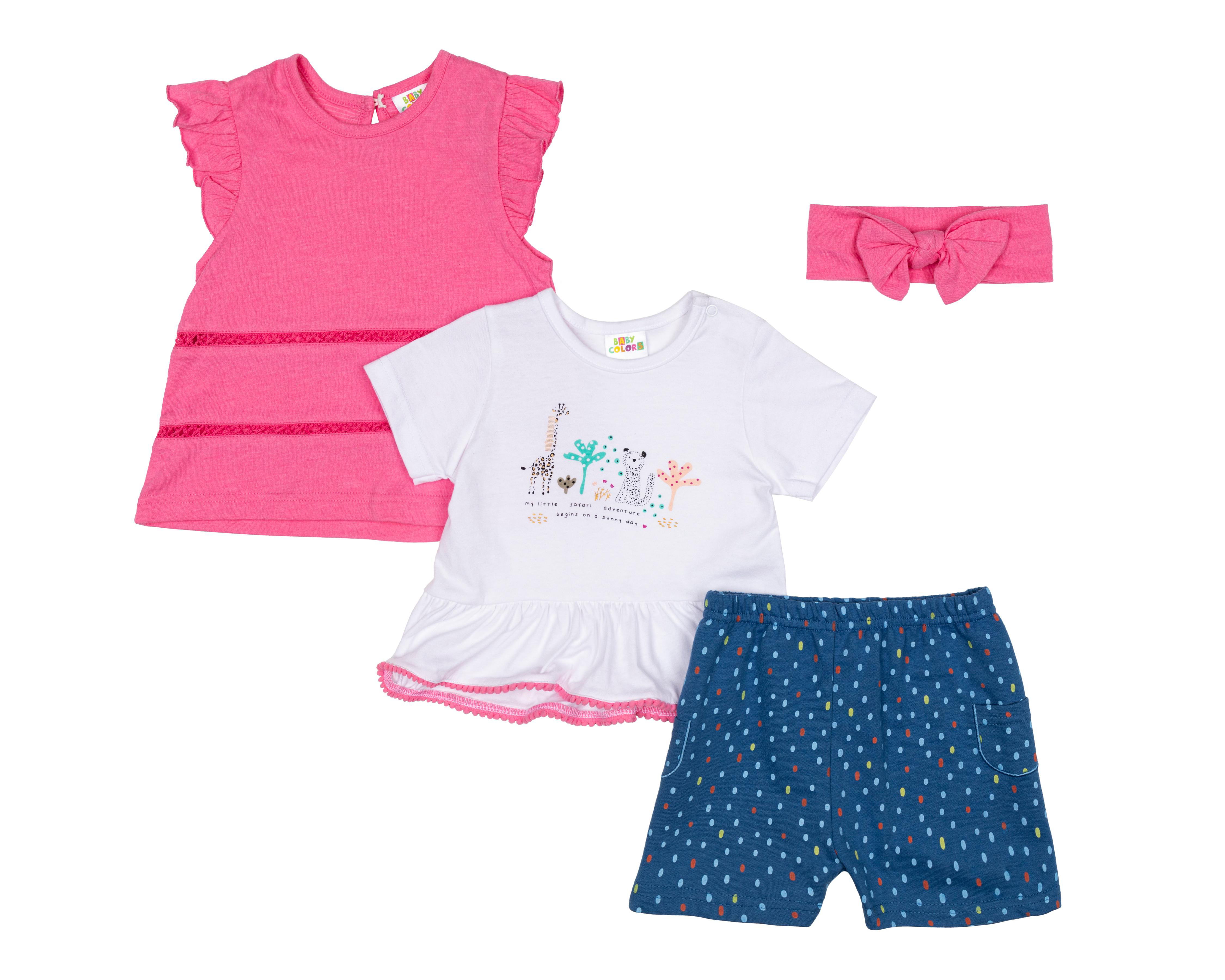 Conjunto para Bebé Niña Baby Colors con Diadema 4 Piezas