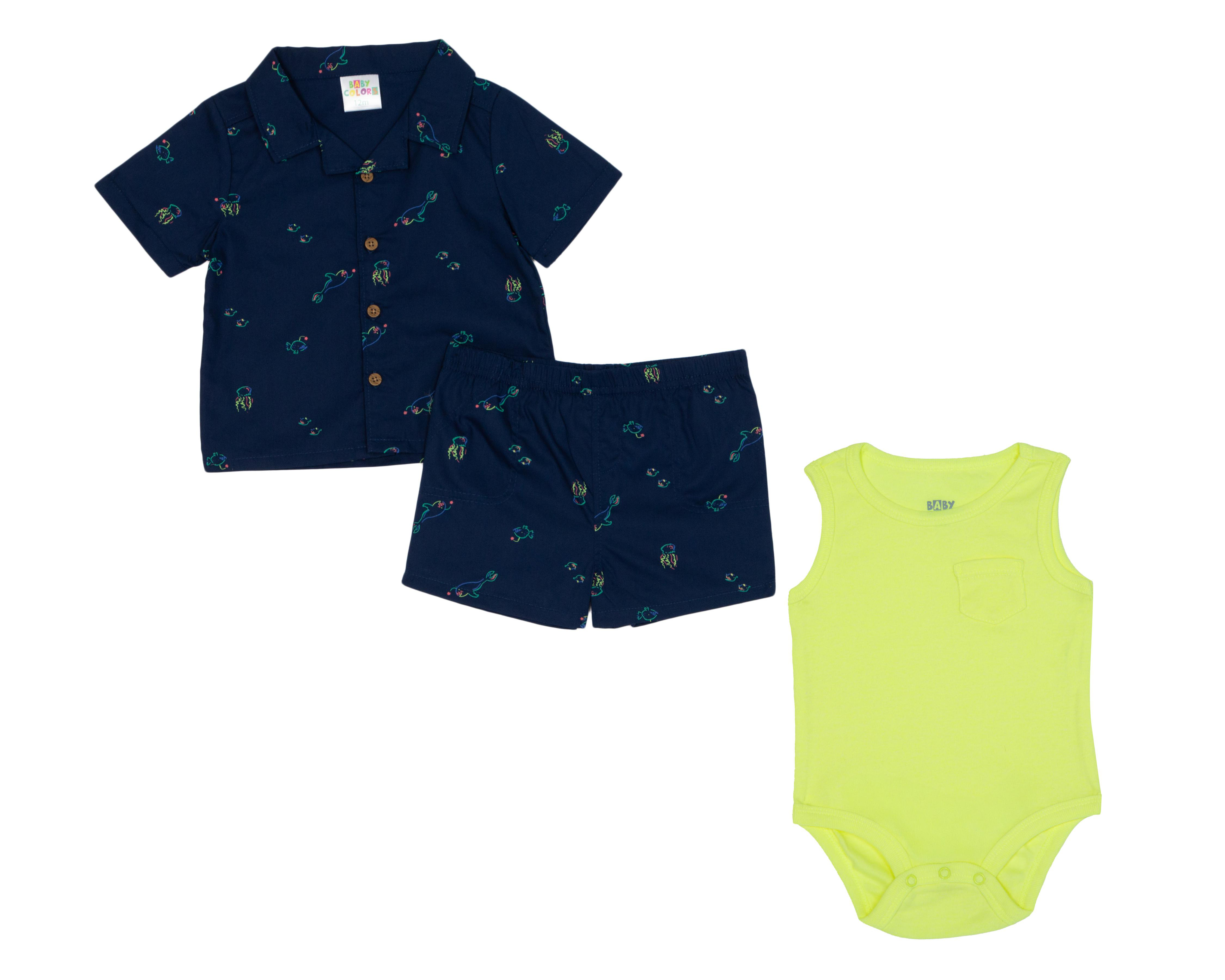 Foto 1 | Conjunto para Bebé Niño Baby Colors de Algodón 3 Piezas