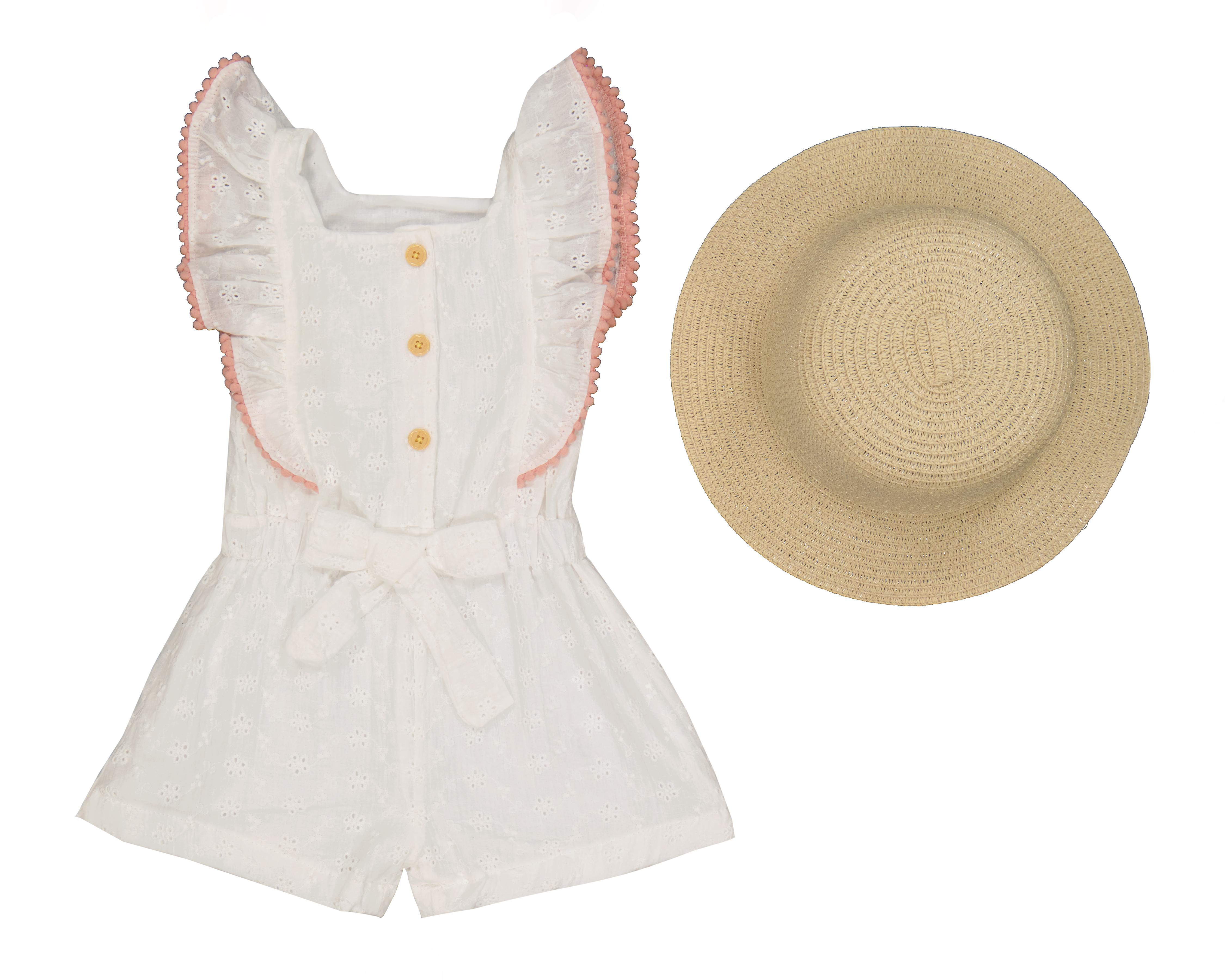Jumper y Sombrero para Bebé Niña Baby Colors de Algodón