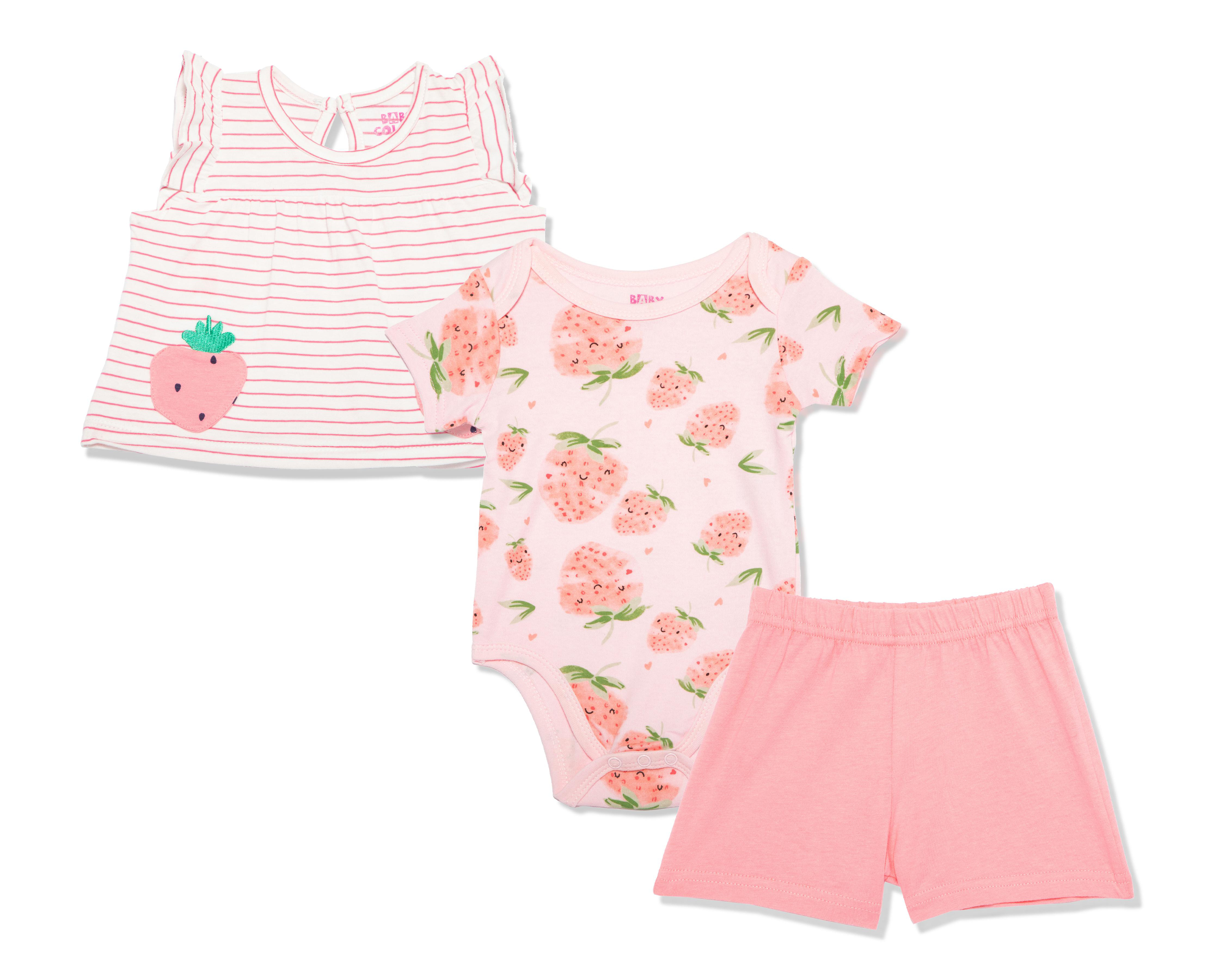 Foto 1 | Conjunto de Algodón para Bebé Niña Baby Colors 3 Piezas