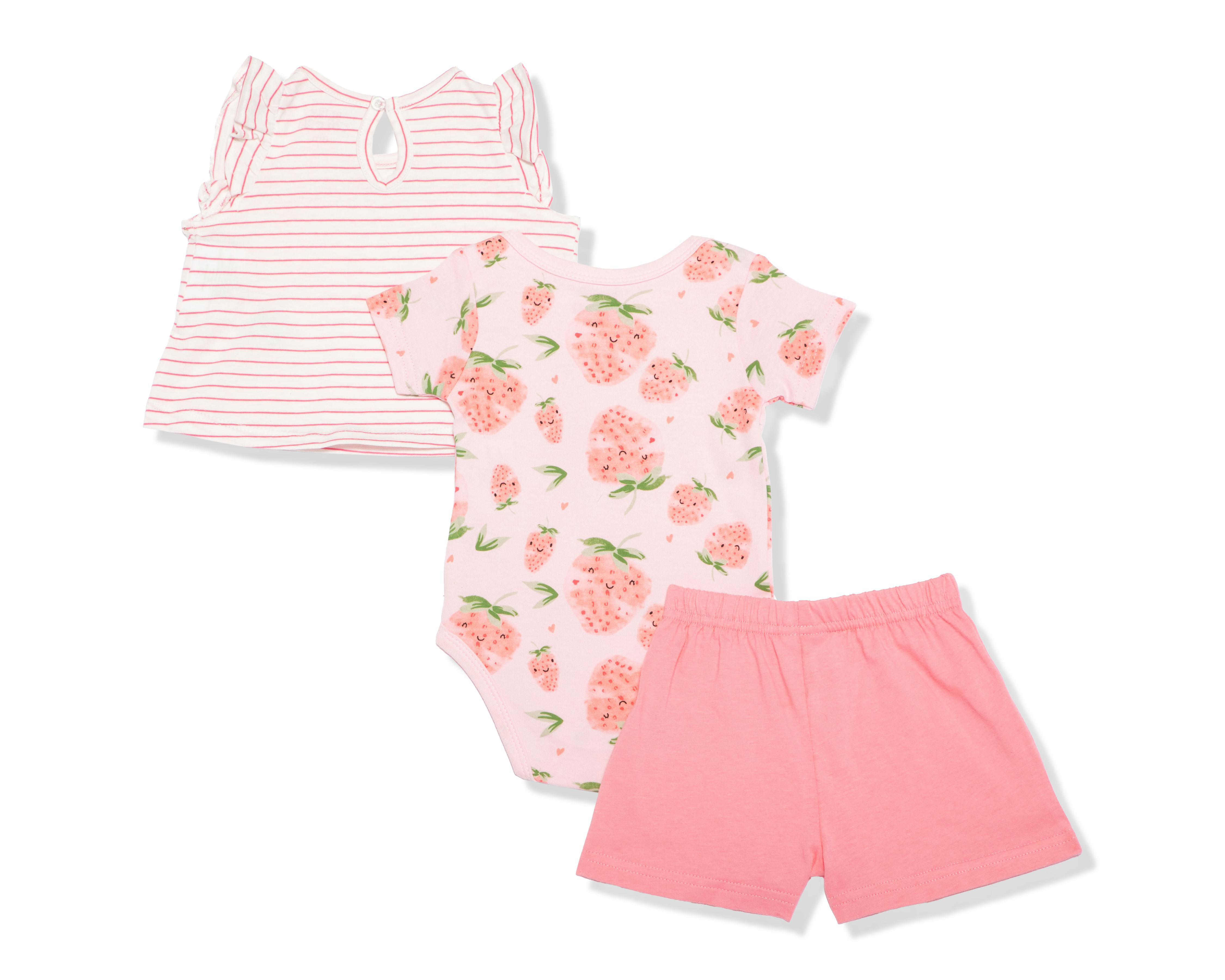 Foto 2 | Conjunto de Algodón para Bebé Niña Baby Colors 3 Piezas