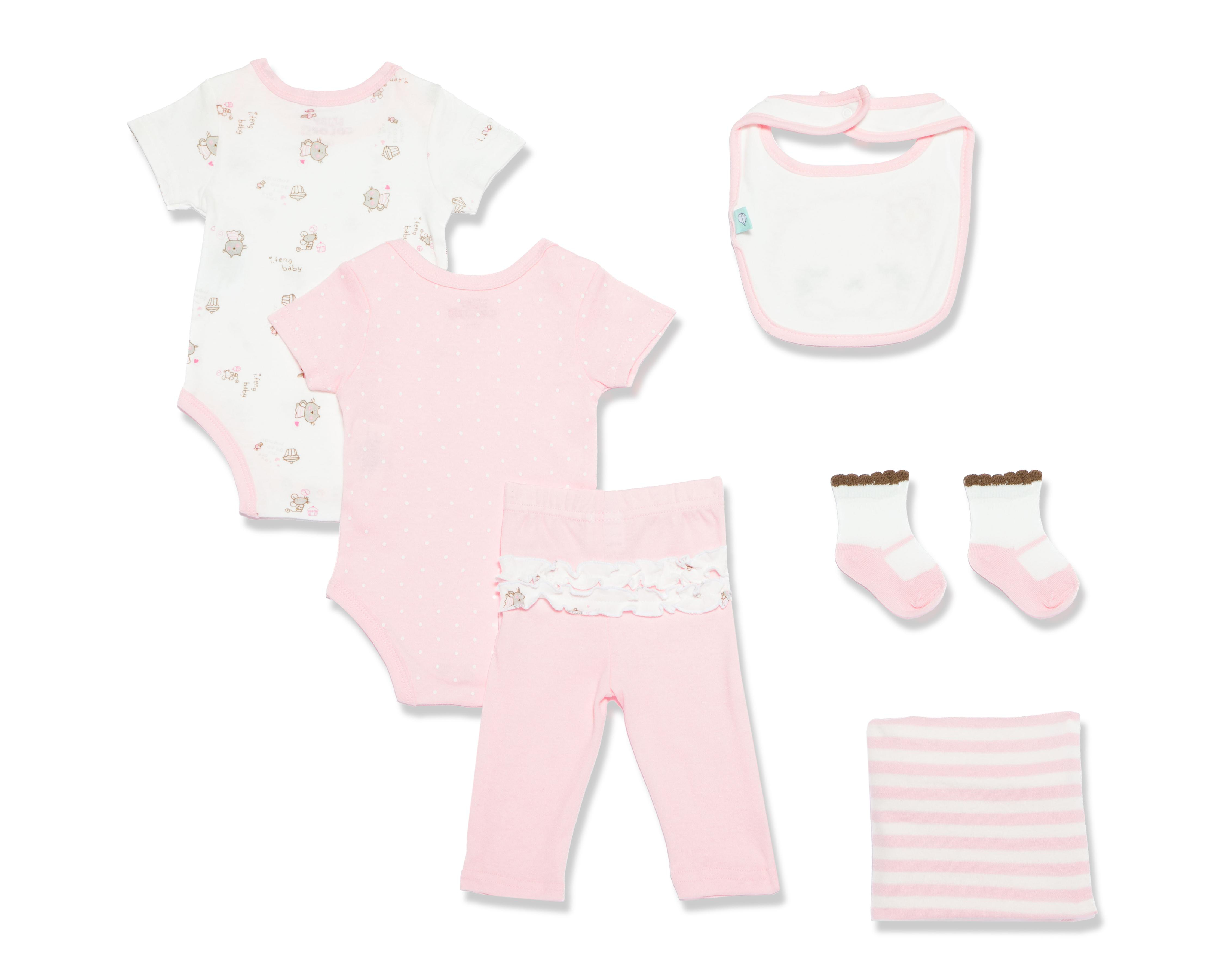 Foto 2 | Conjunto de Algodón para Bebé Niña Baby Colors 6 Piezas