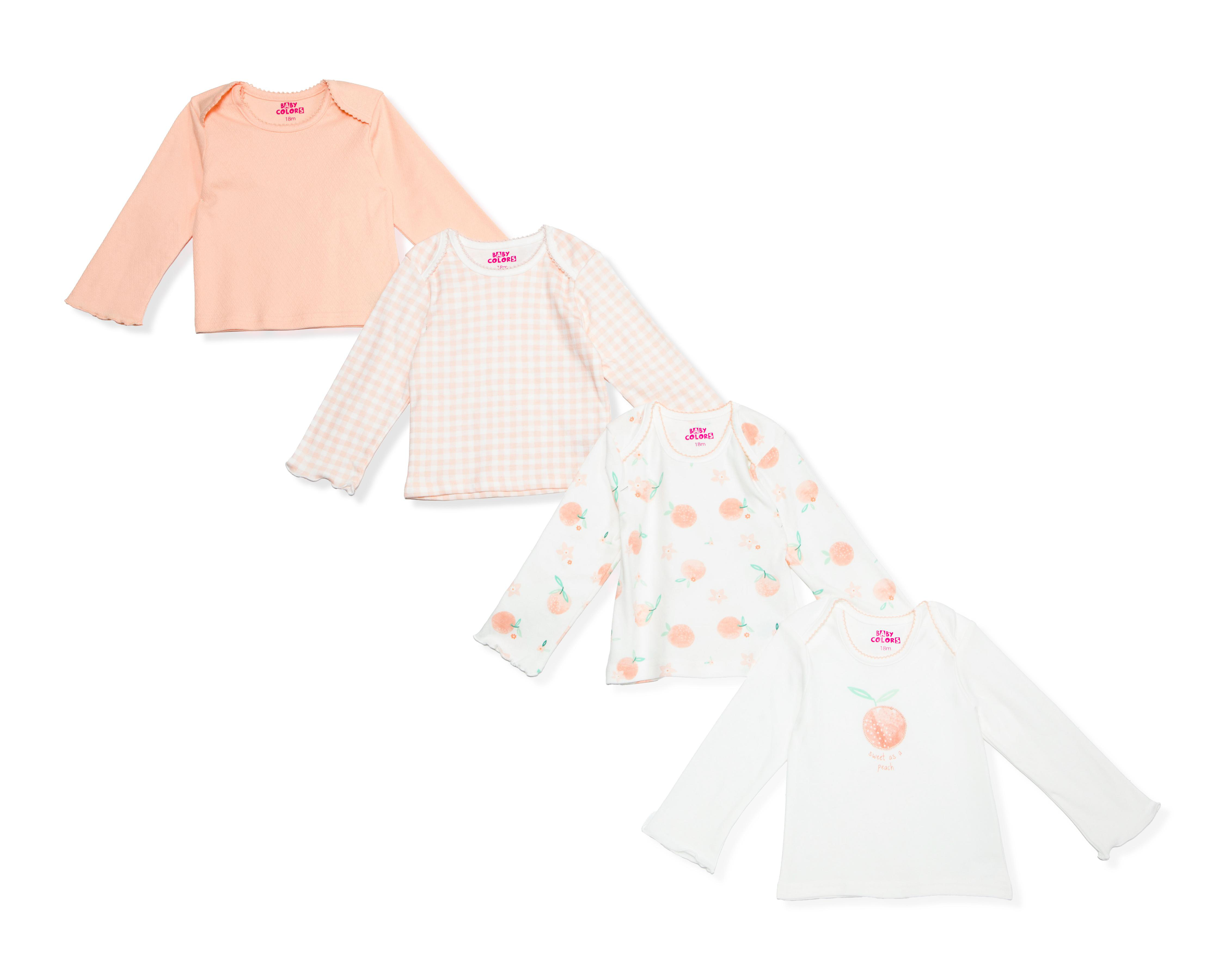 Camiseta para Bebé Niña Baby Colors Manga Larga 4 Piezas