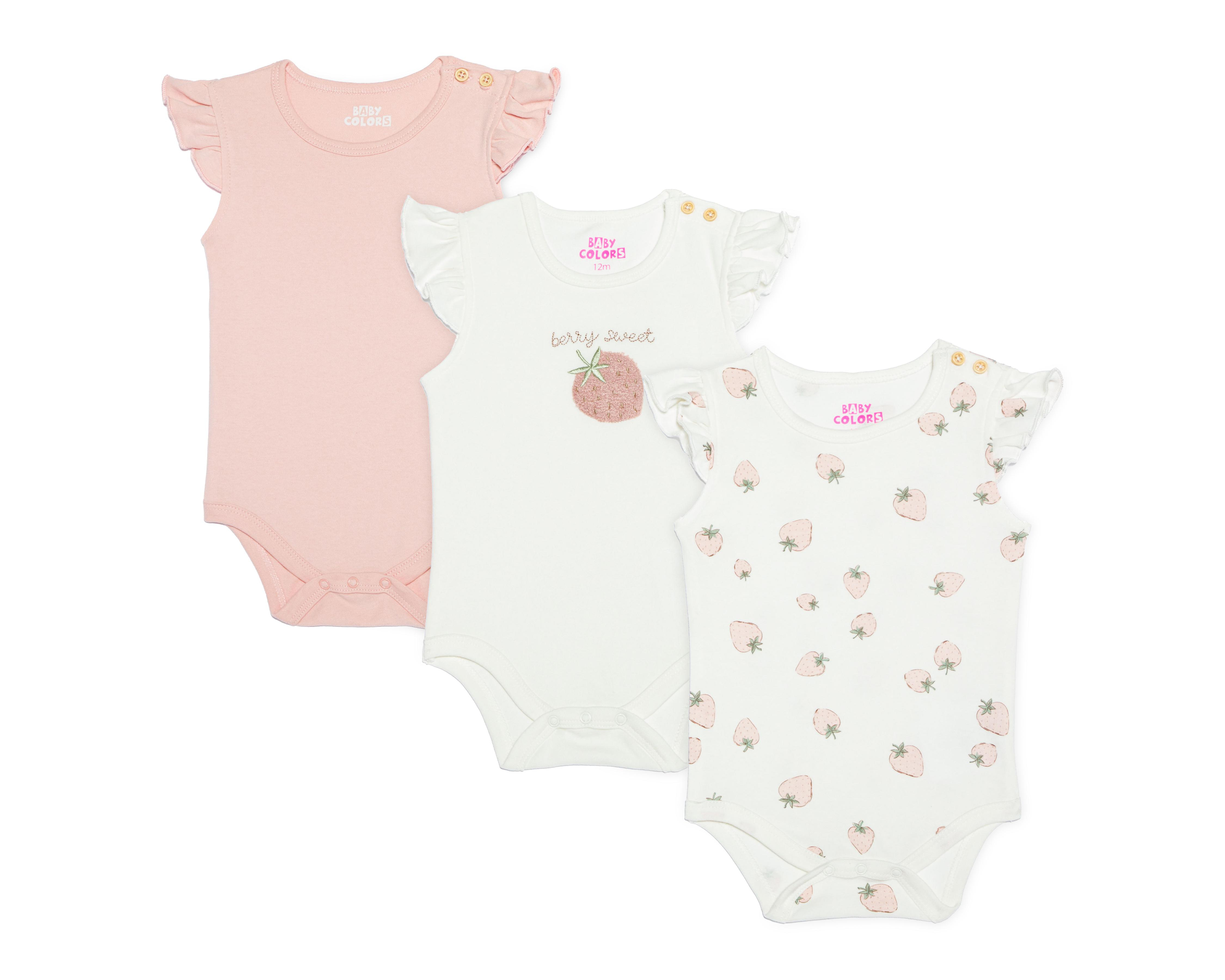 Pañalero para Bebé Niña Baby Colors Manga Corta 3 Piezas $200