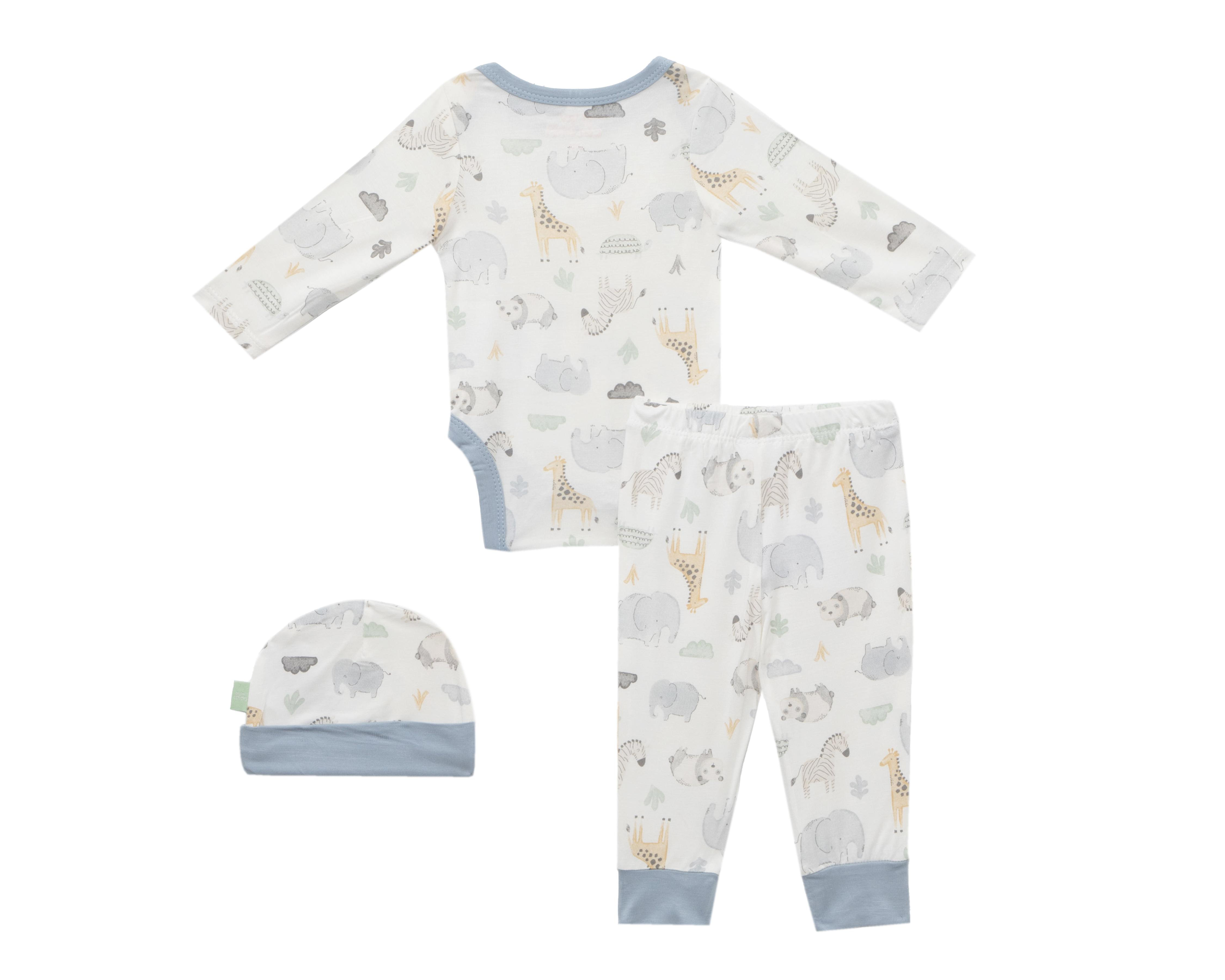 Foto 3 pulgar | Conjunto de Pañalero y Pantalón para Bebé Niño Baby Colors con Gorro 3 Piezas