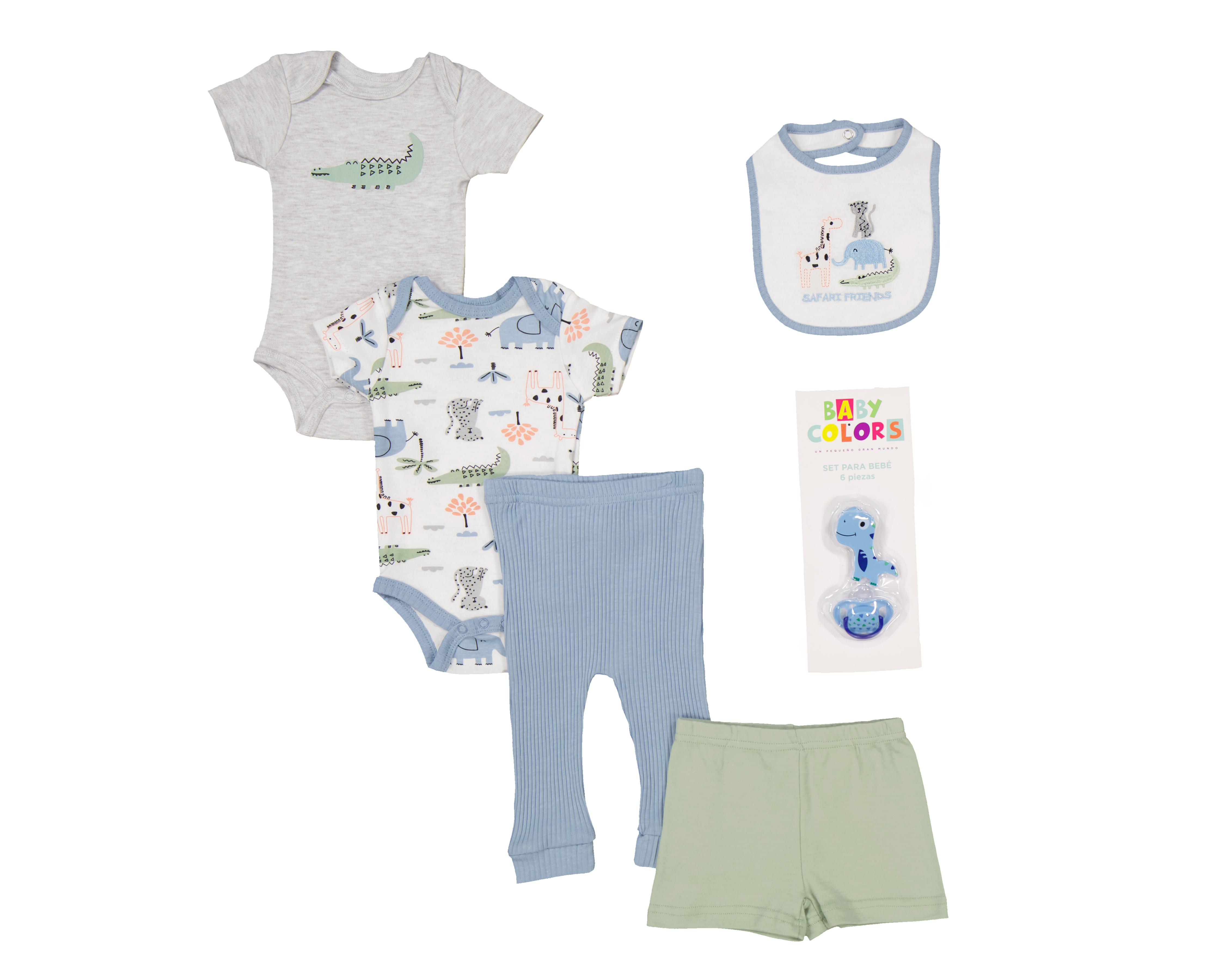 Set de Pañaleros y Pantalón para Bebé Niño Baby Colors con Accesorios 6 Piezas