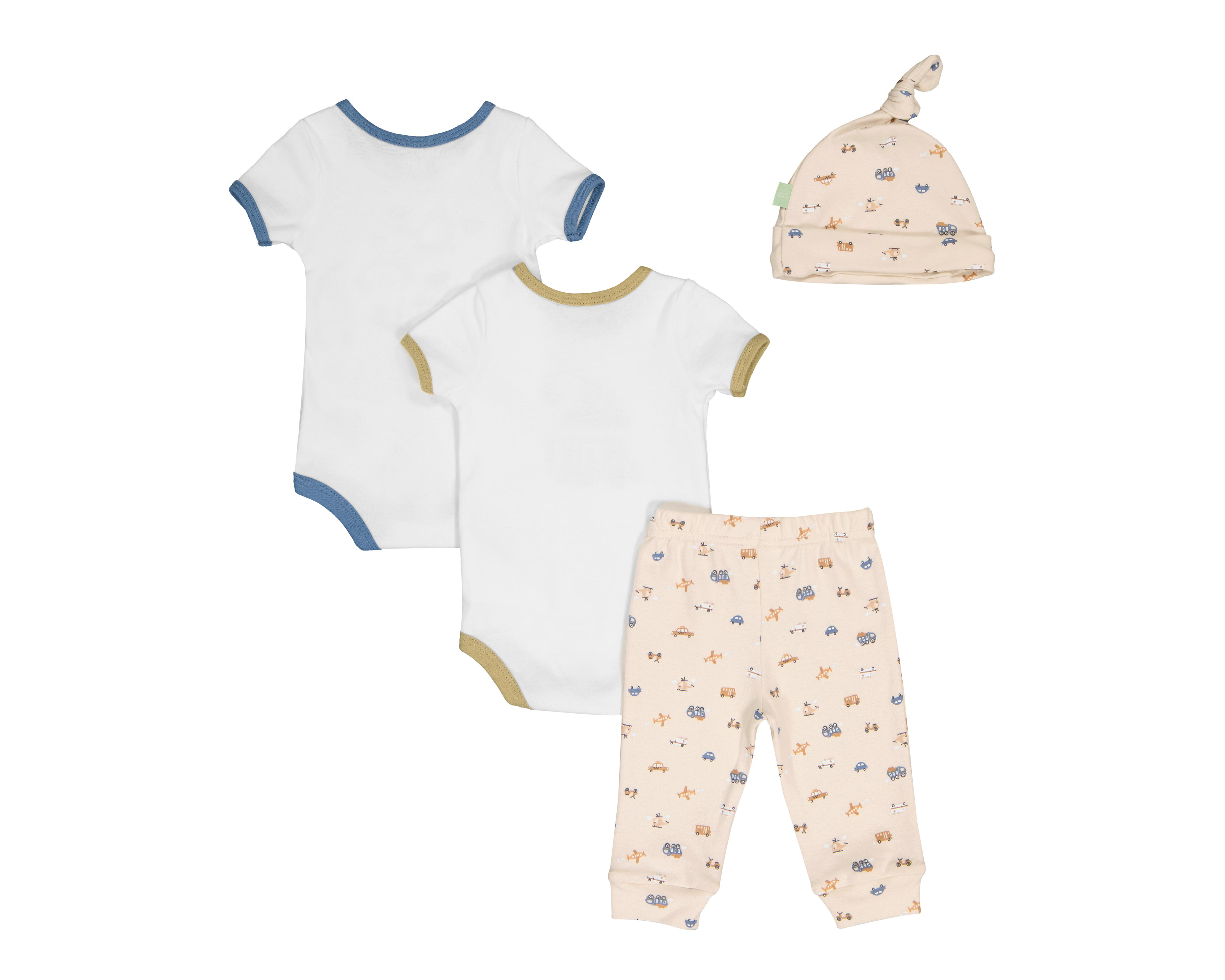 Foto 2 | Pañalero para Bebé Niño Baby Colors de Algodón con Pantalón 4 Piezas