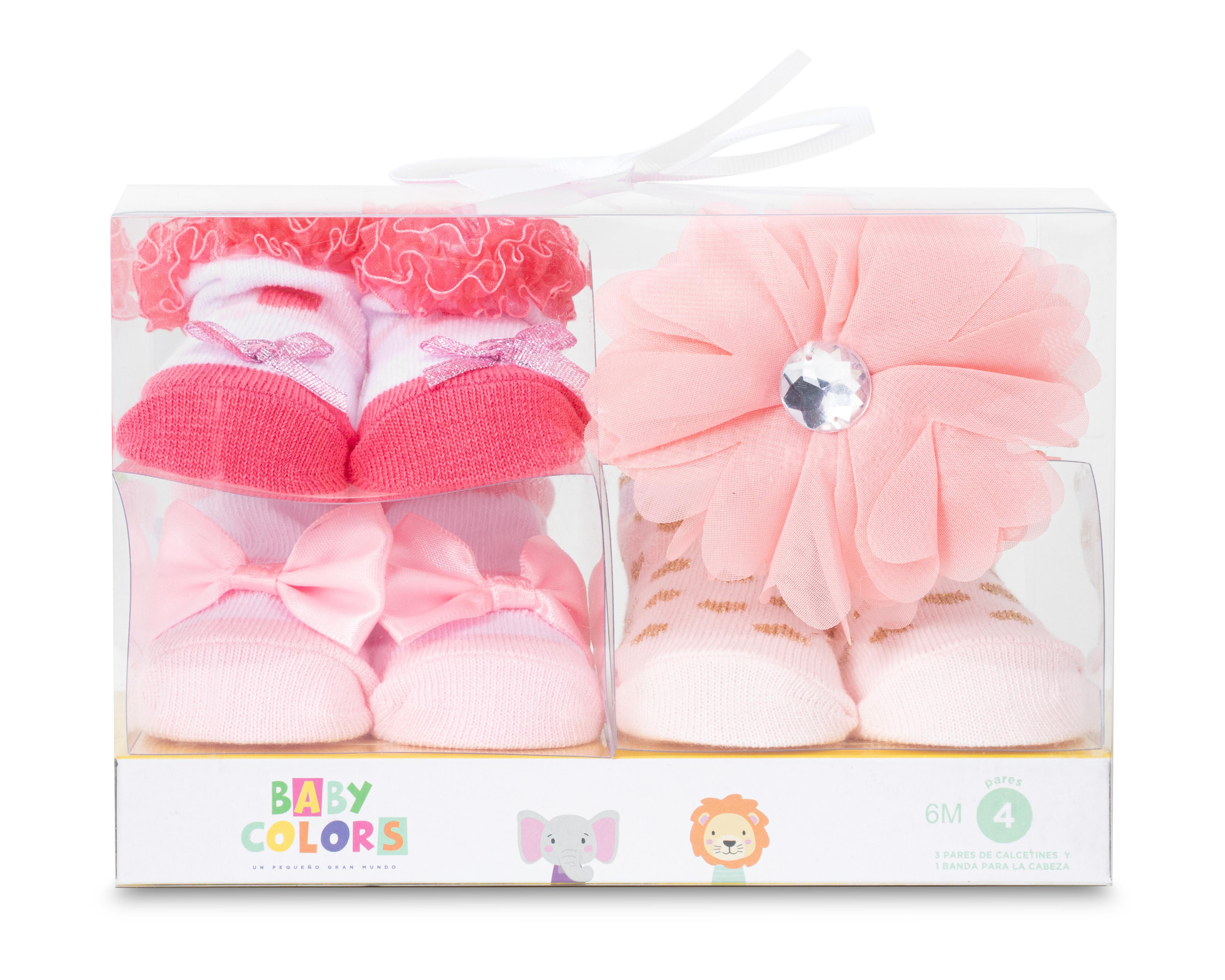 Calcetas Baby Colors con Flor para Bebé Niña 2 Pares