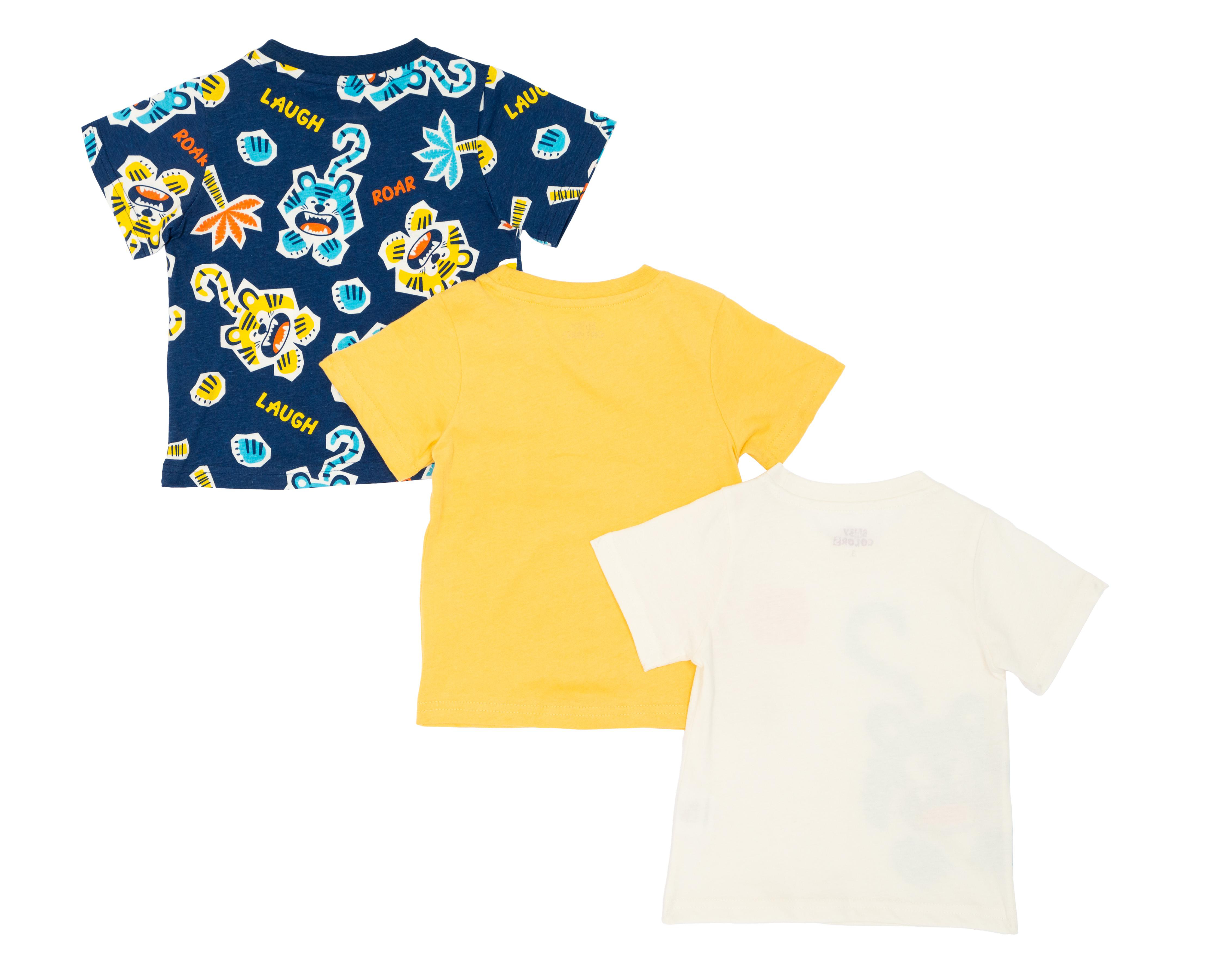 Foto 3 pulgar | Playera para Bebé Niño Baby Colors de Algodón Print Tigres 3 Piezas