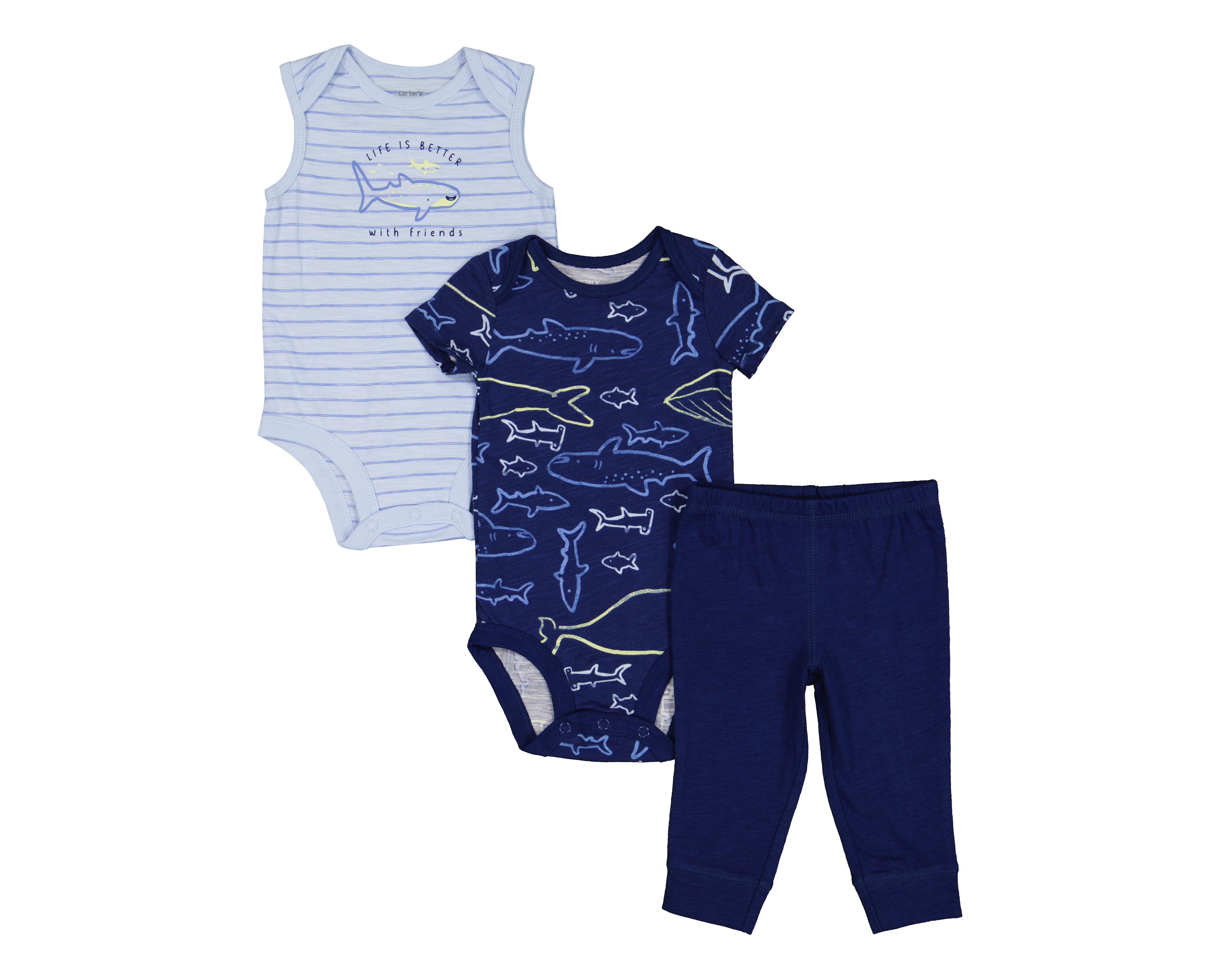 Pañalero para Bebé Niño Baby Colors de Algodón Tiburones 3 Piezas $240
