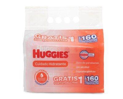 Foto 3 | Toallitas para Bebé Huggies Cuidado Hidratante con 160 Piezas